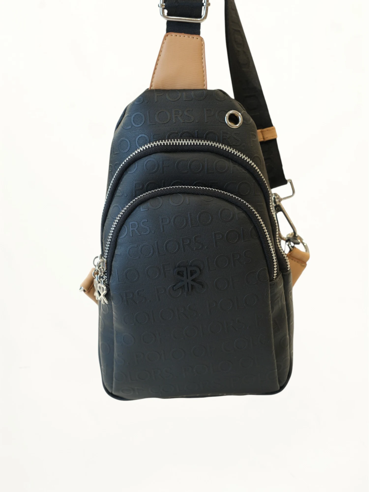 Polo of Colors Monogram Body Bag Çapraz Çanta Siyah Taba
