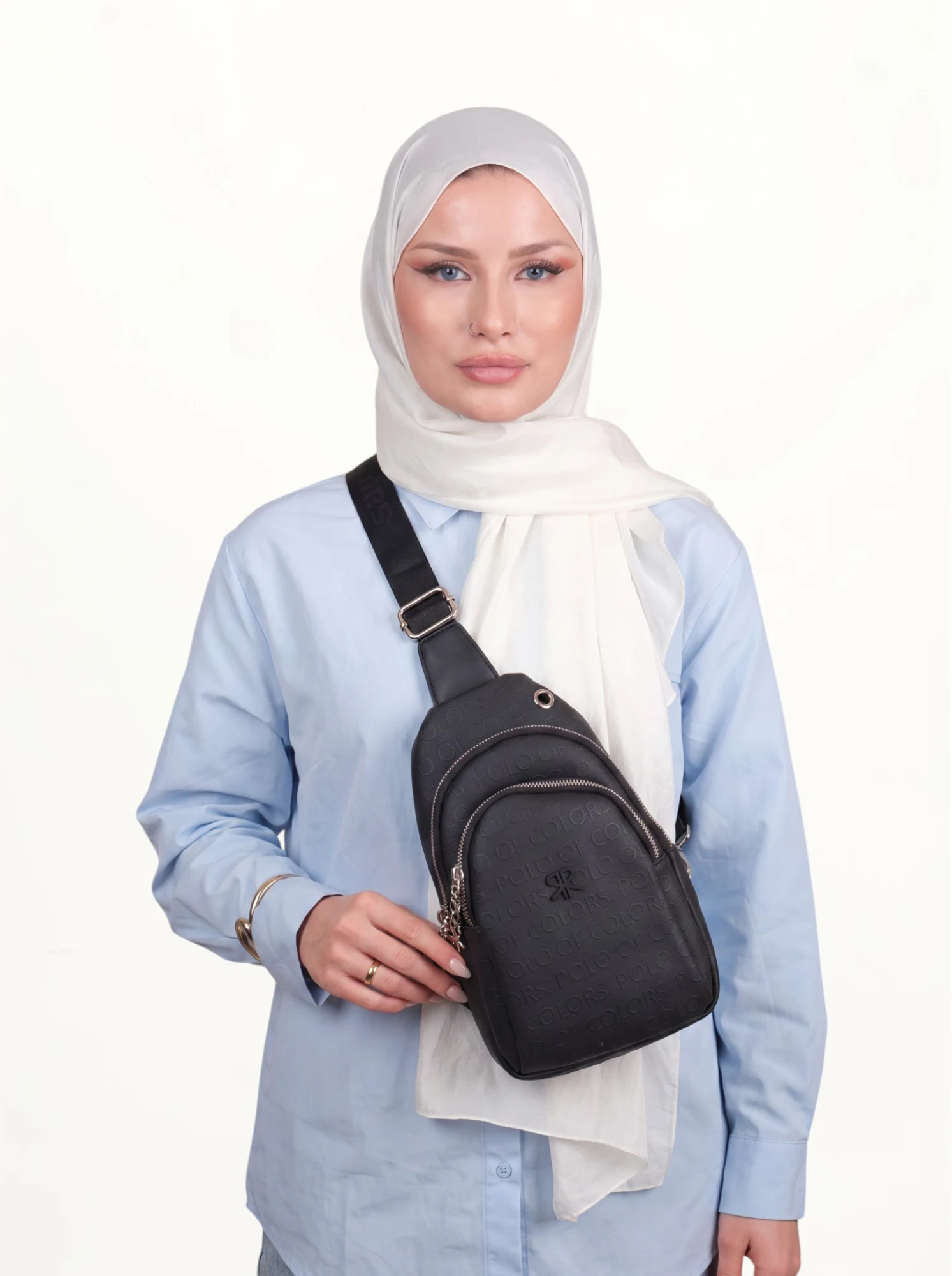 Polo of Colors Monogram Body Bag Çapraz Çanta Siyah