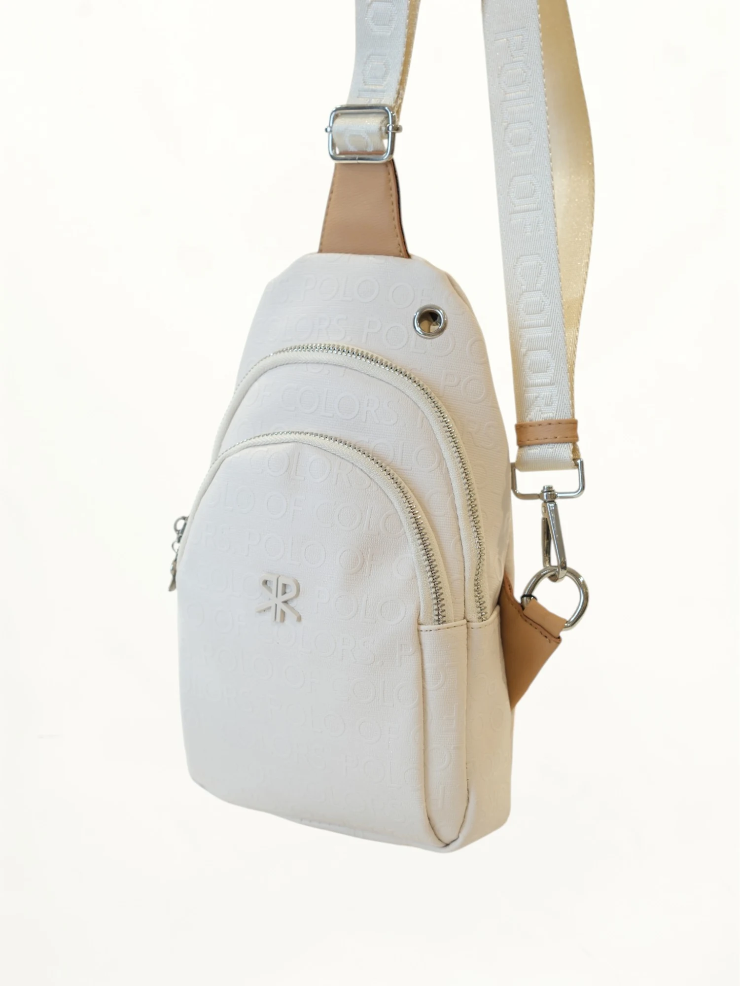 Polo of Colors Monogram Body Bag Çapraz Çanta Krem