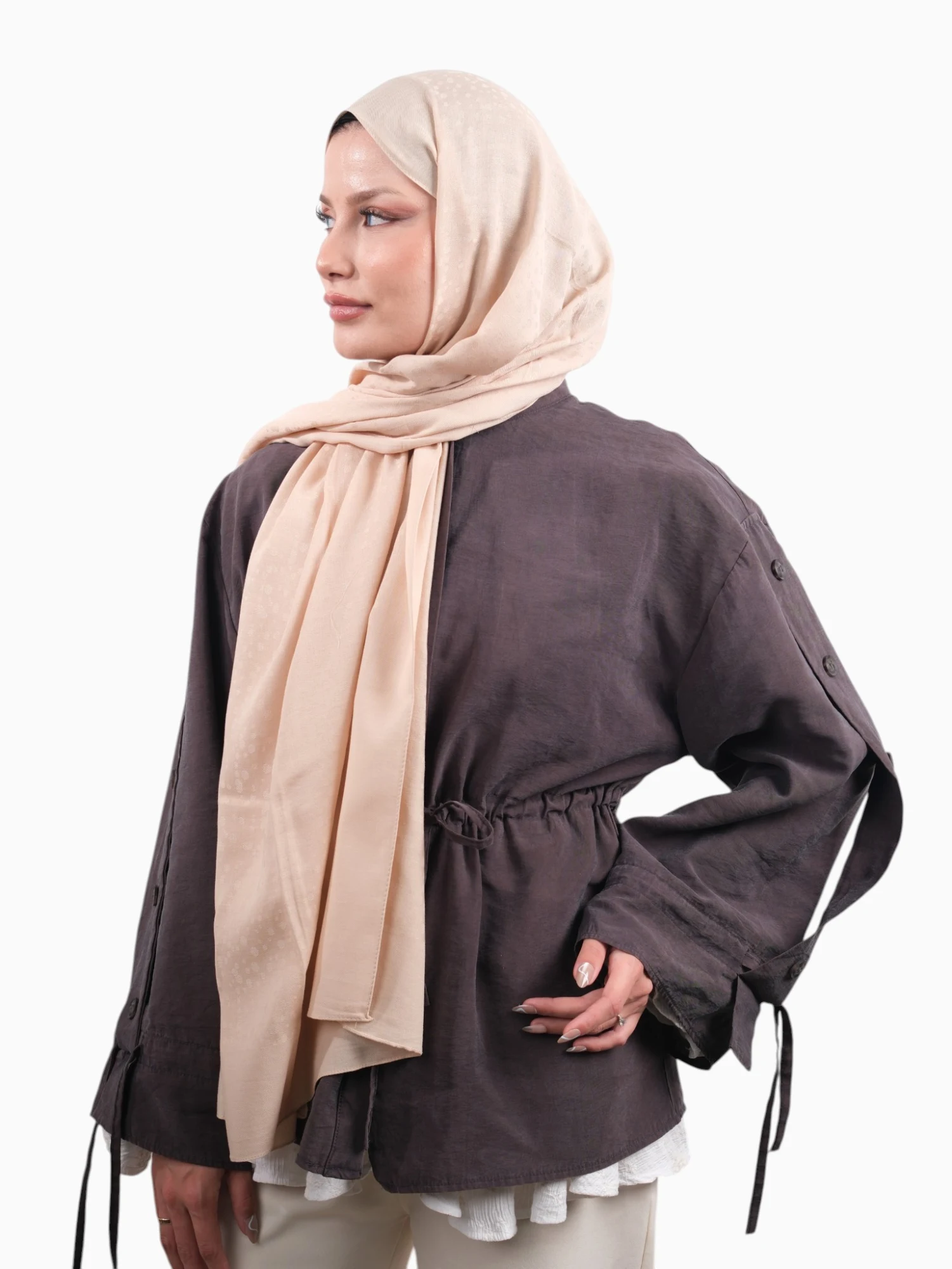 Armine Bambu Cotton Şal Pudra Bej