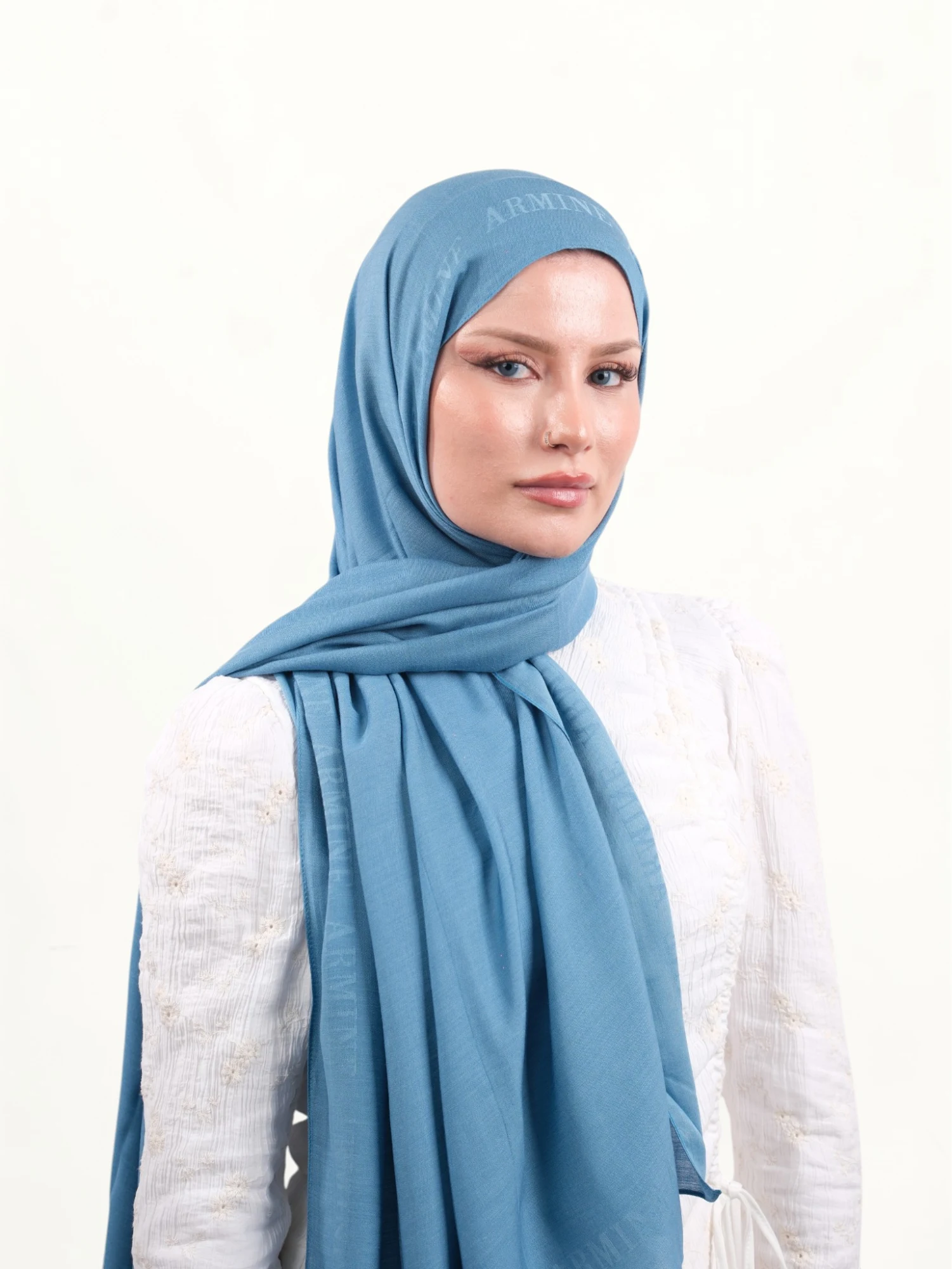 Armine İpek Pamuk Şal Soft Mavi