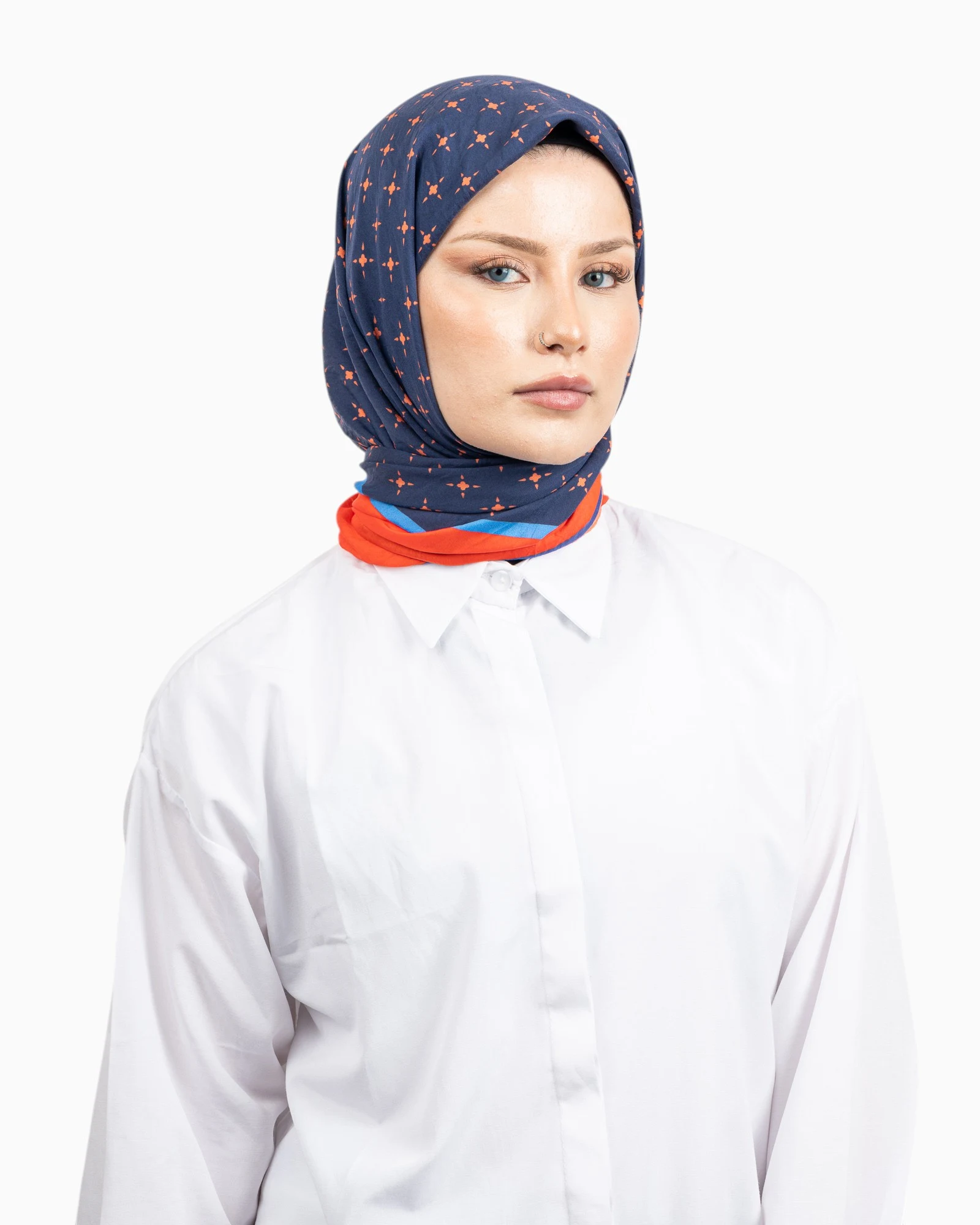 Benetton Siena Desenli Eşarp Lacivert