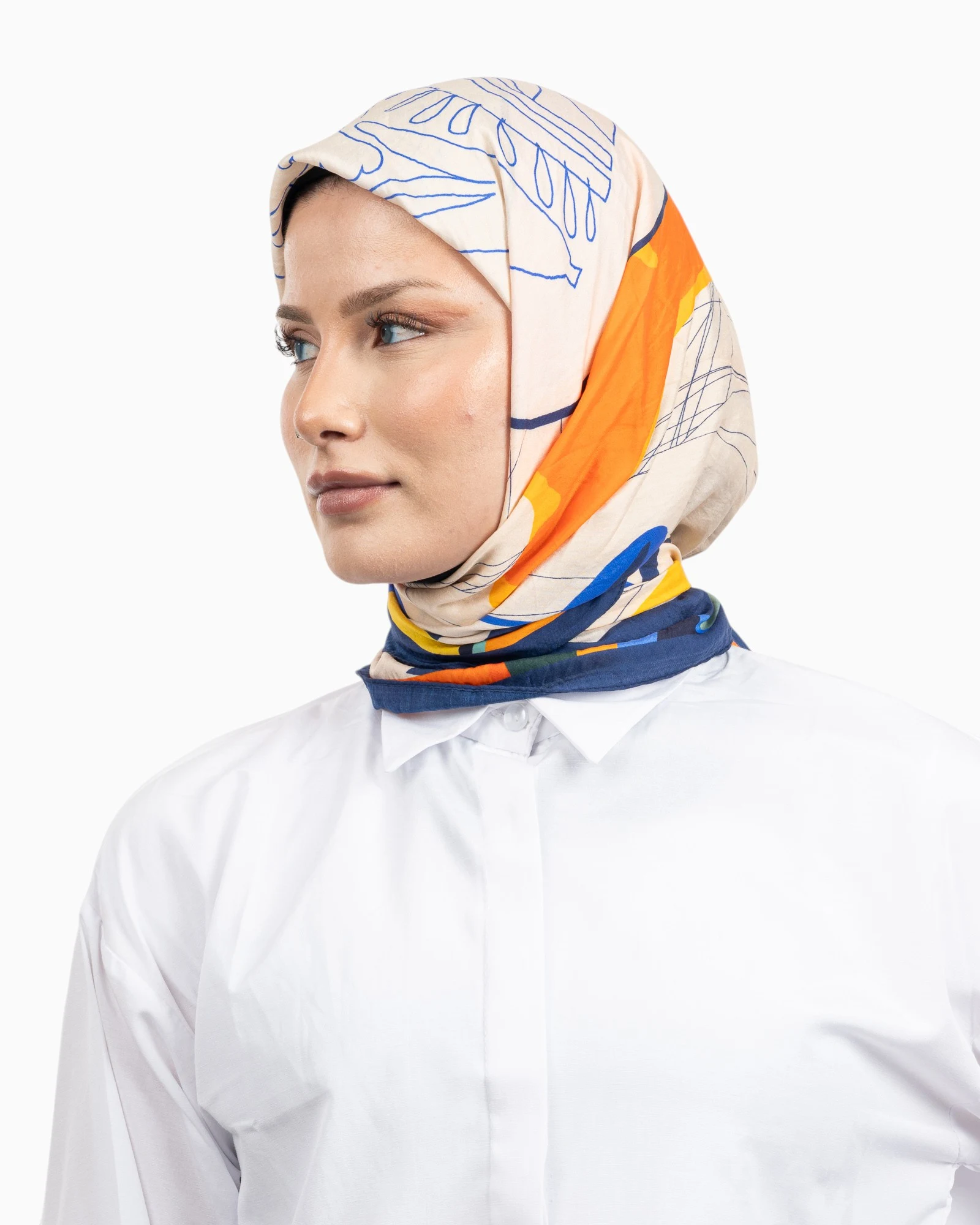 Benetton Siena Desenli Eşarp Krem