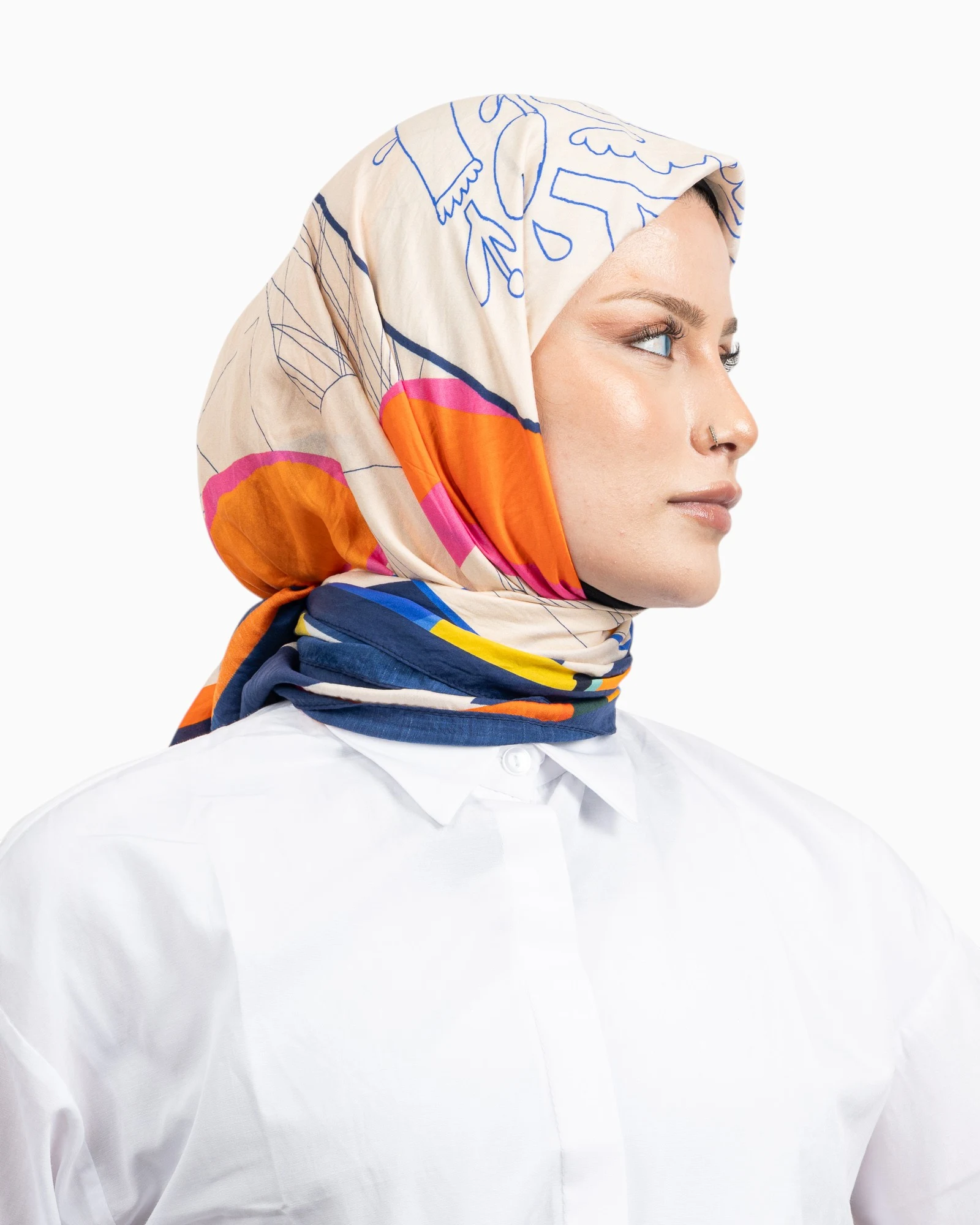 Benetton Siena Desenli Eşarp Krem