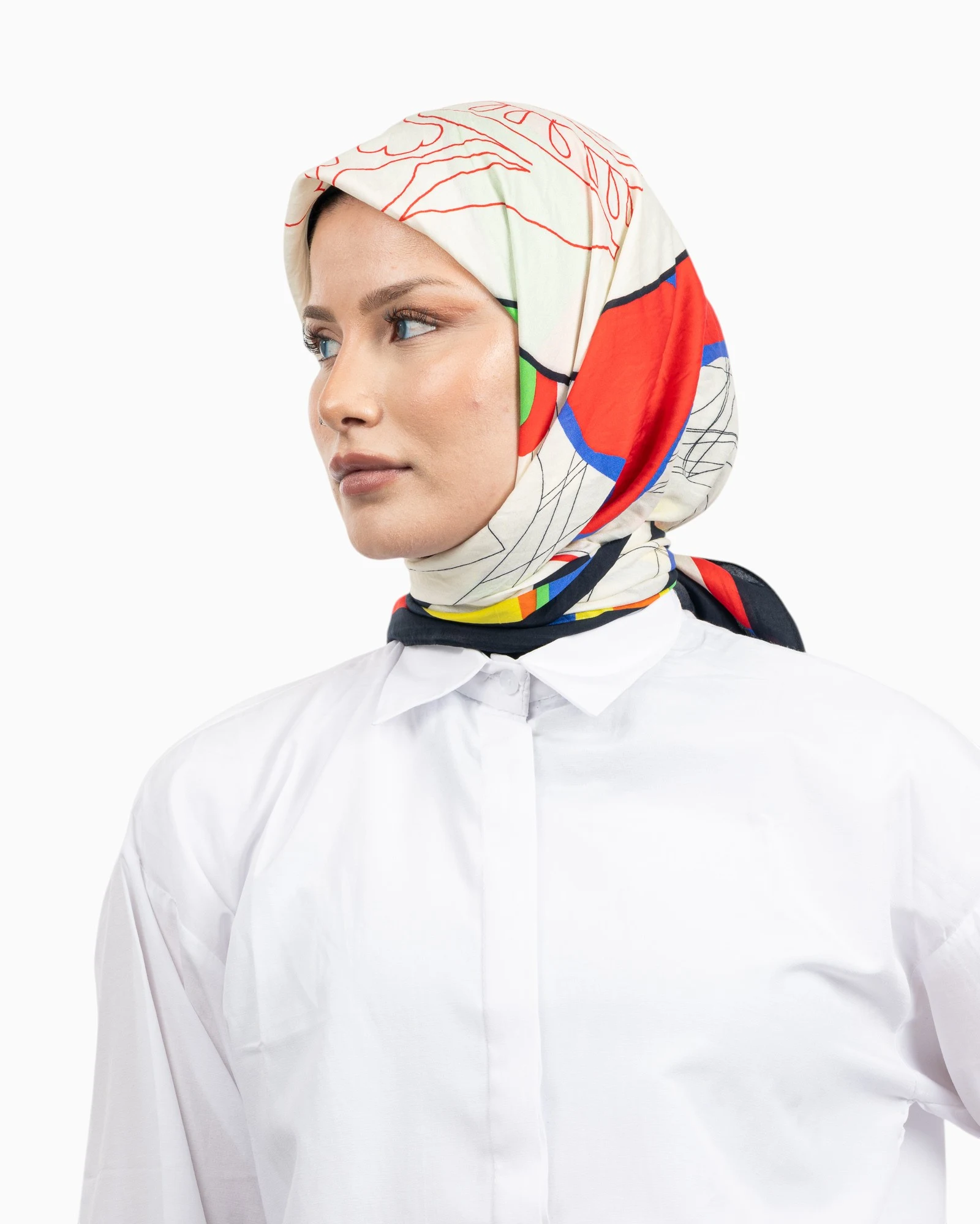 Benetton Siena Desenli Eşarp Siyah-02