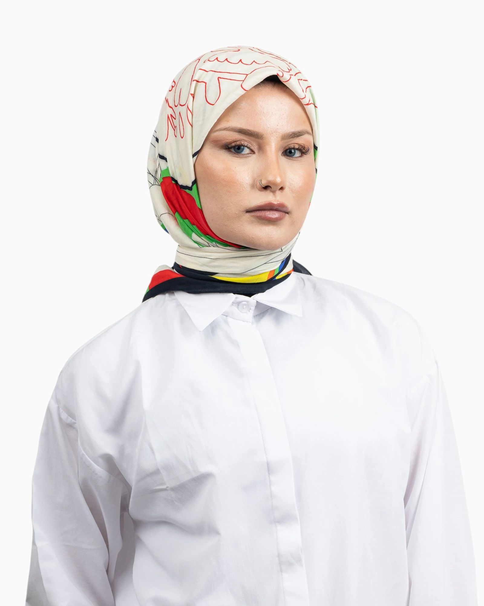 Benetton Siena Desenli Eşarp Siyah-02