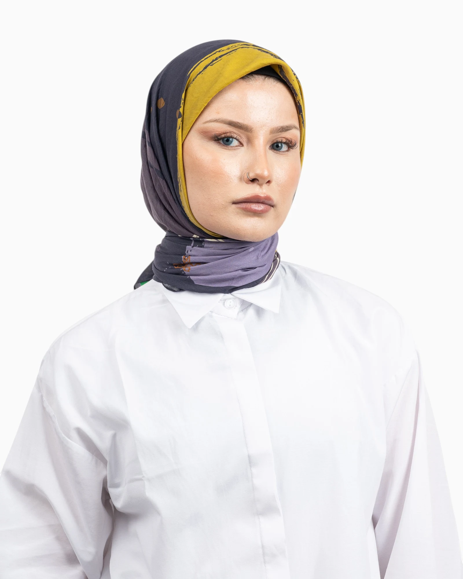Benetton Siena Desenli Eşarp Füme