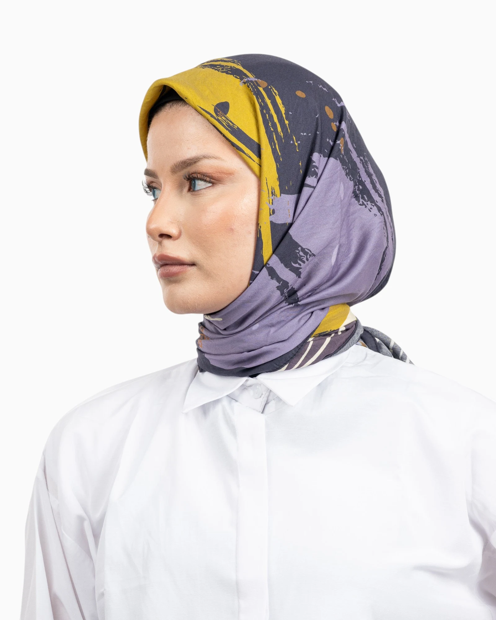 Benetton Siena Desenli Eşarp Füme
