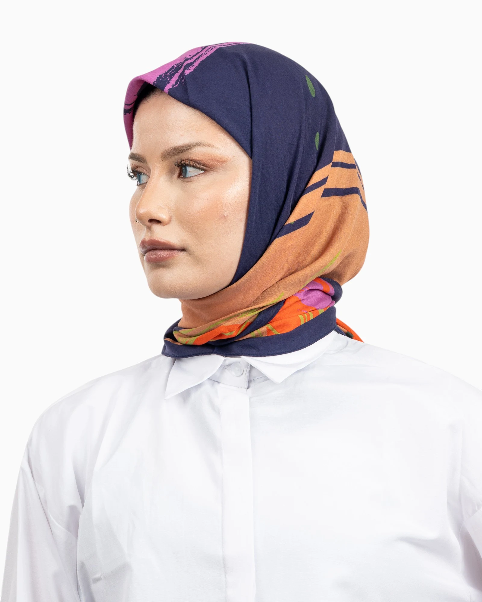Benetton Siena Desenli Eşarp Laci Mor