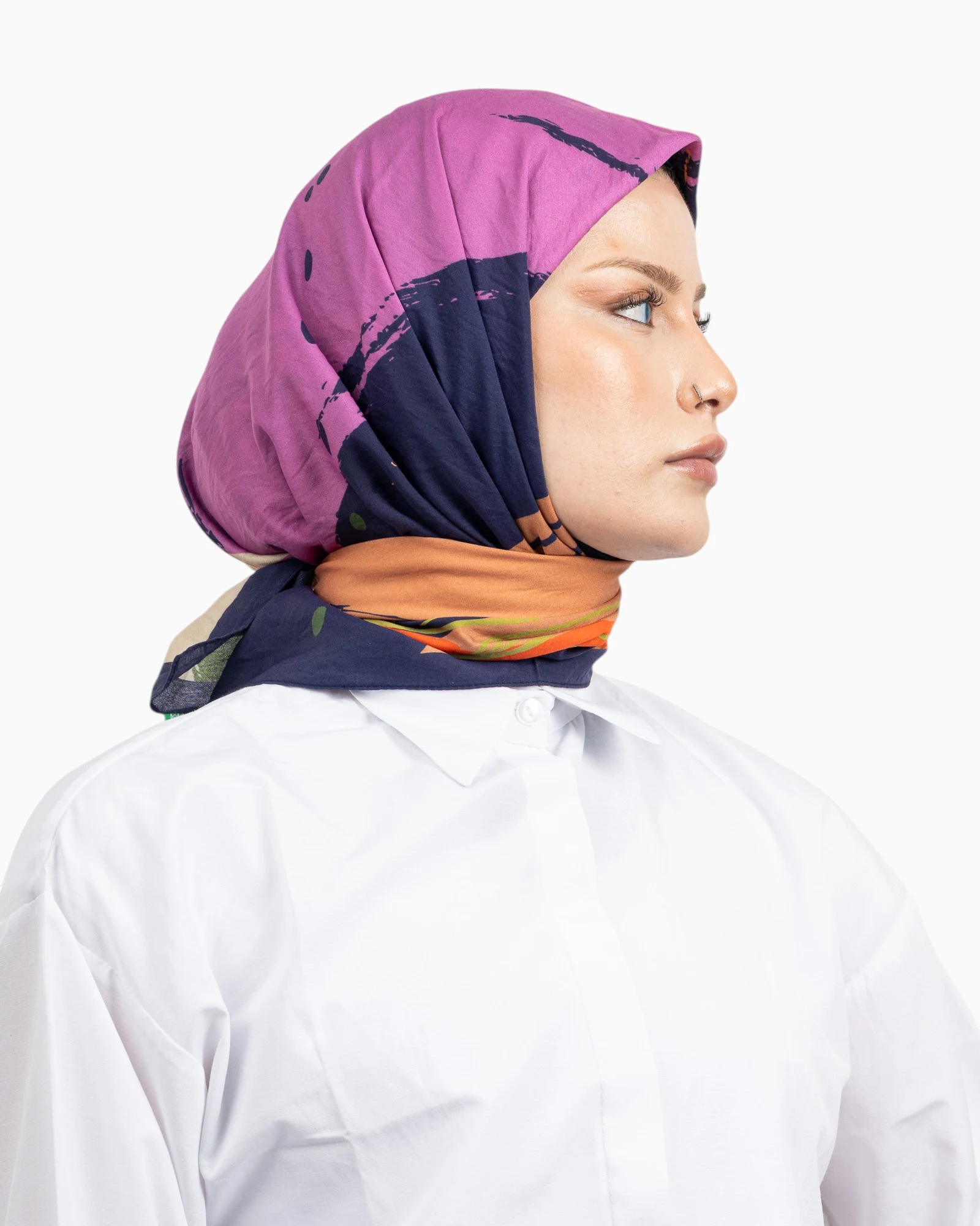 Benetton Siena Desenli Eşarp Laci Mor