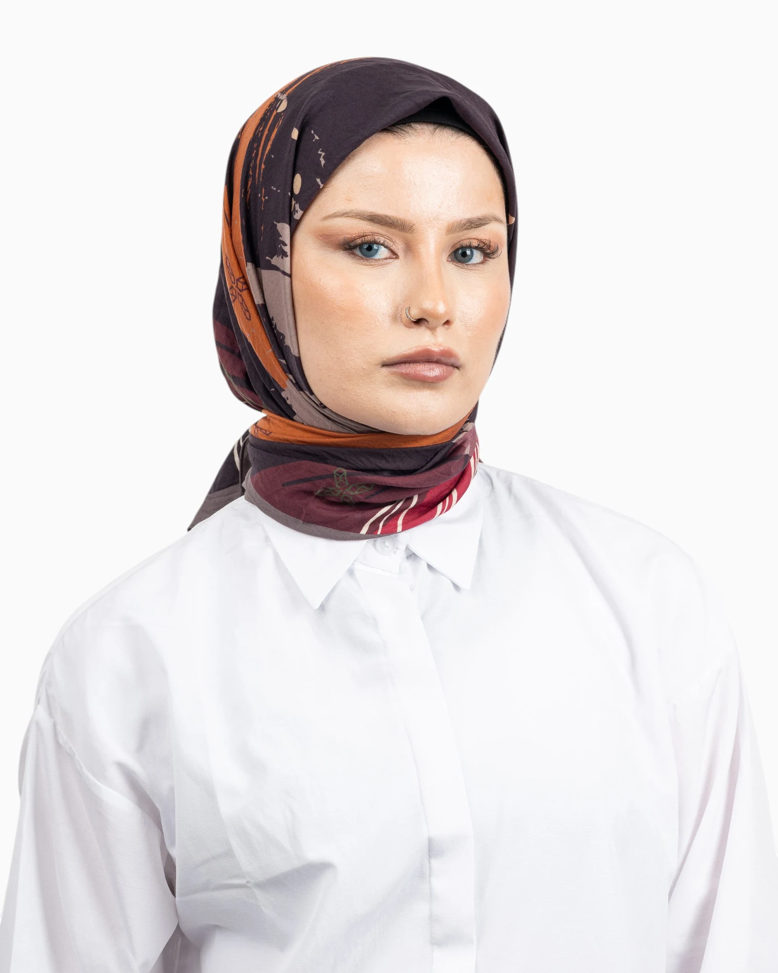 Benetton Siena Desenli Eşarp Bordo