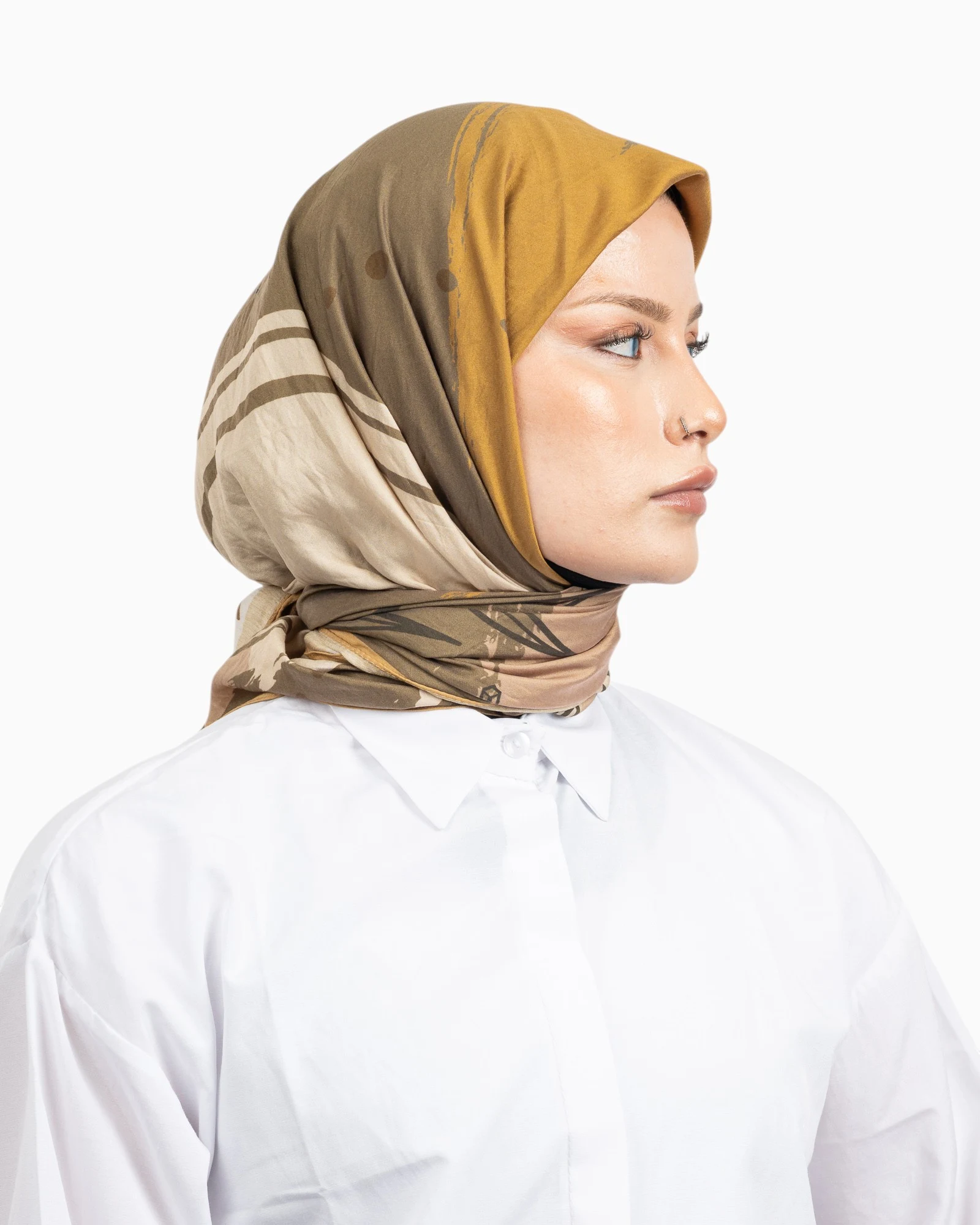 Benetton Siena Desenli Eşarp Vizon