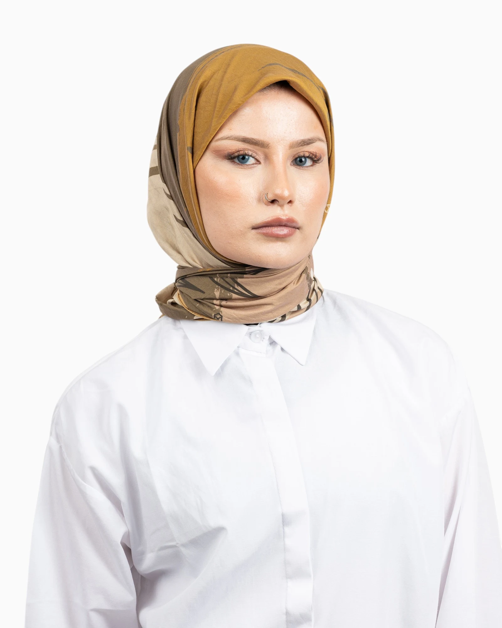 Benetton Siena Desenli Eşarp Vizon