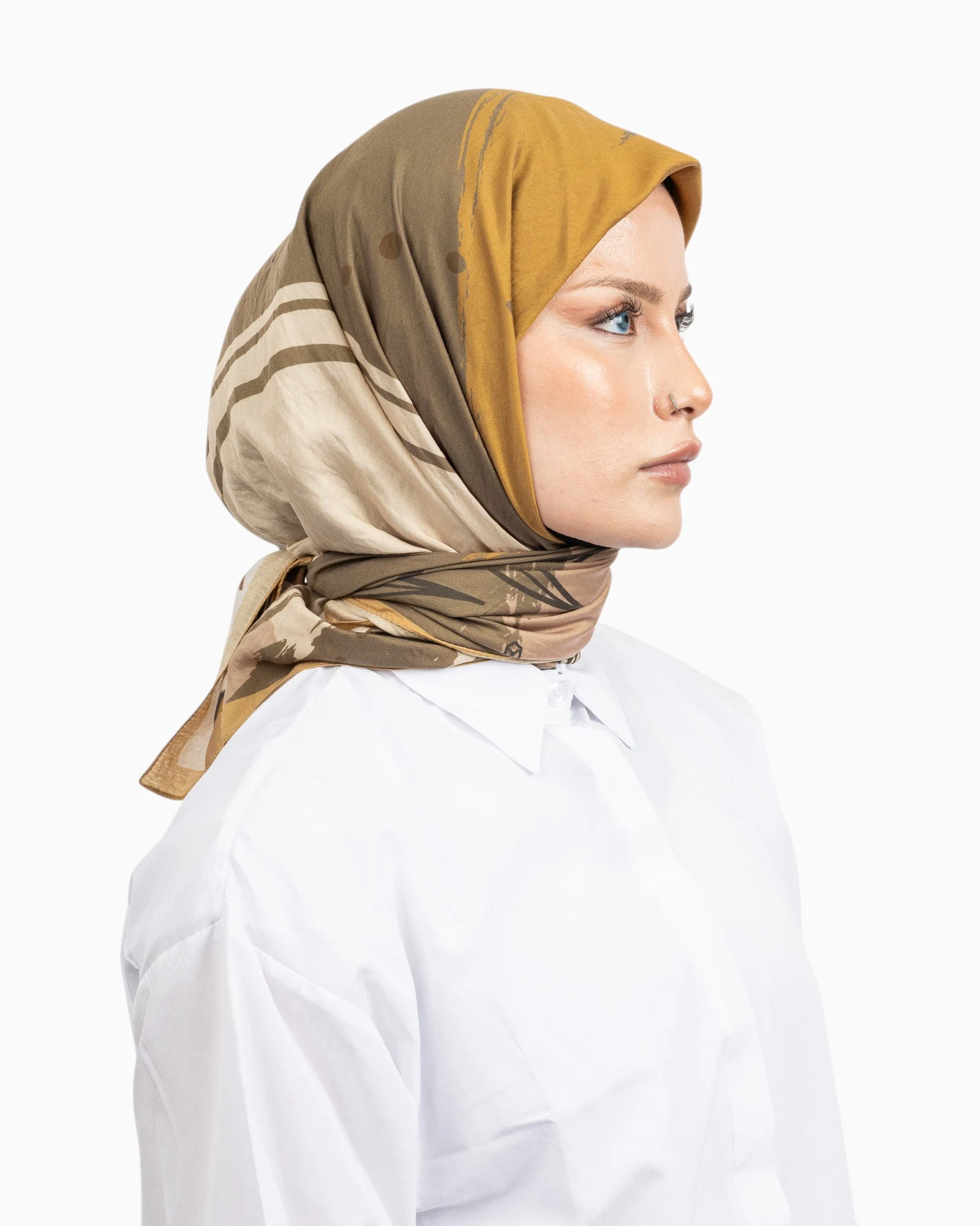 Benetton Siena Desenli Eşarp Vizon
