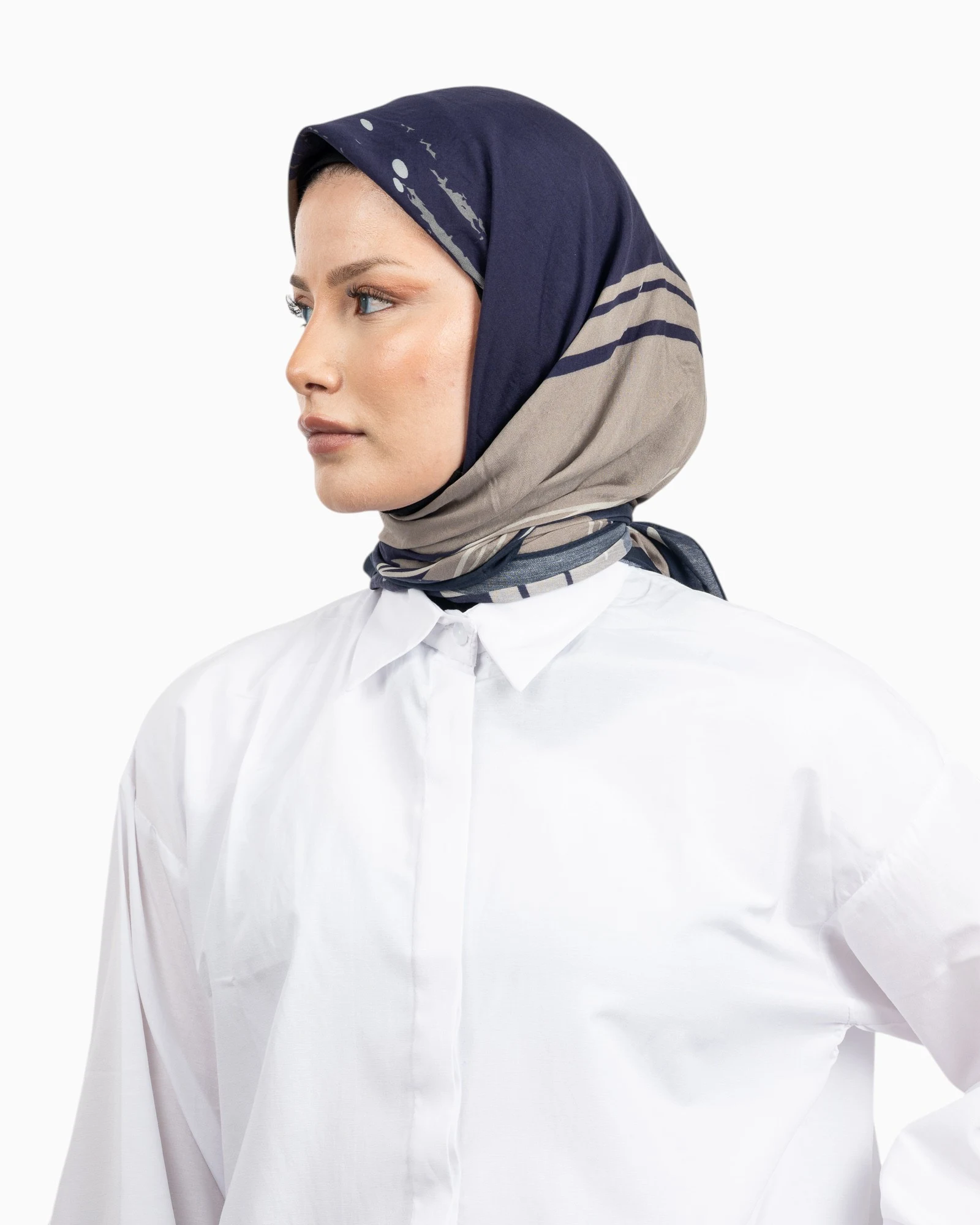 Benetton Siena Desenli Eşarp Siyah-022