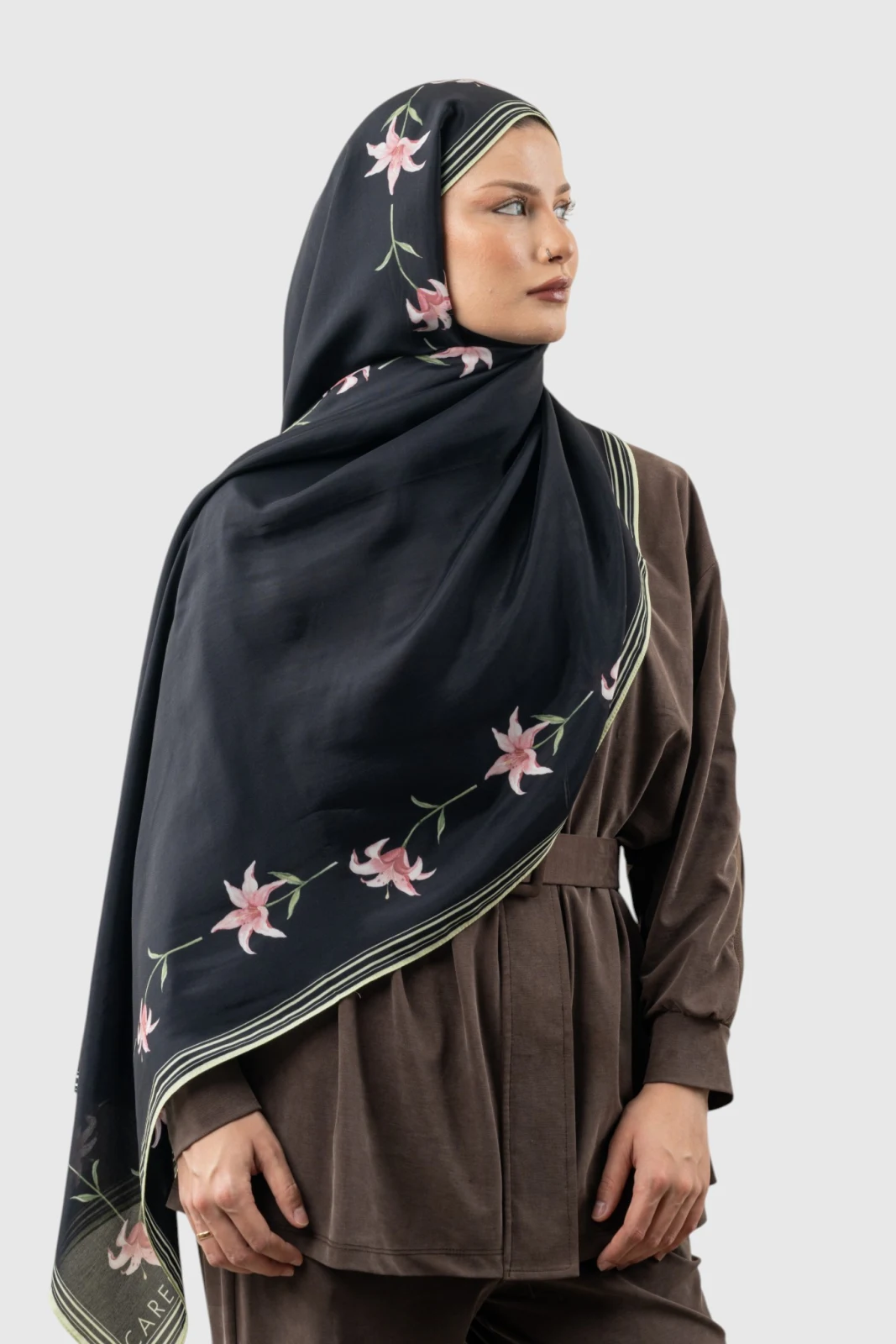 Carell Monogram Floş Şal Siyah