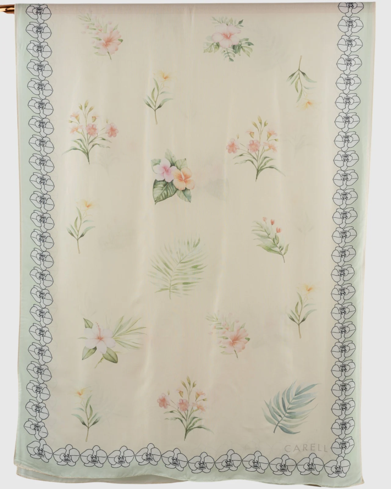 Carell Monogram Lüx Floş Şal Ekru