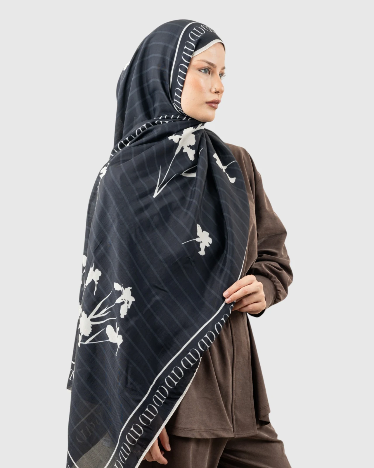 Carell Monogram Lüx Floş Şal Siyah