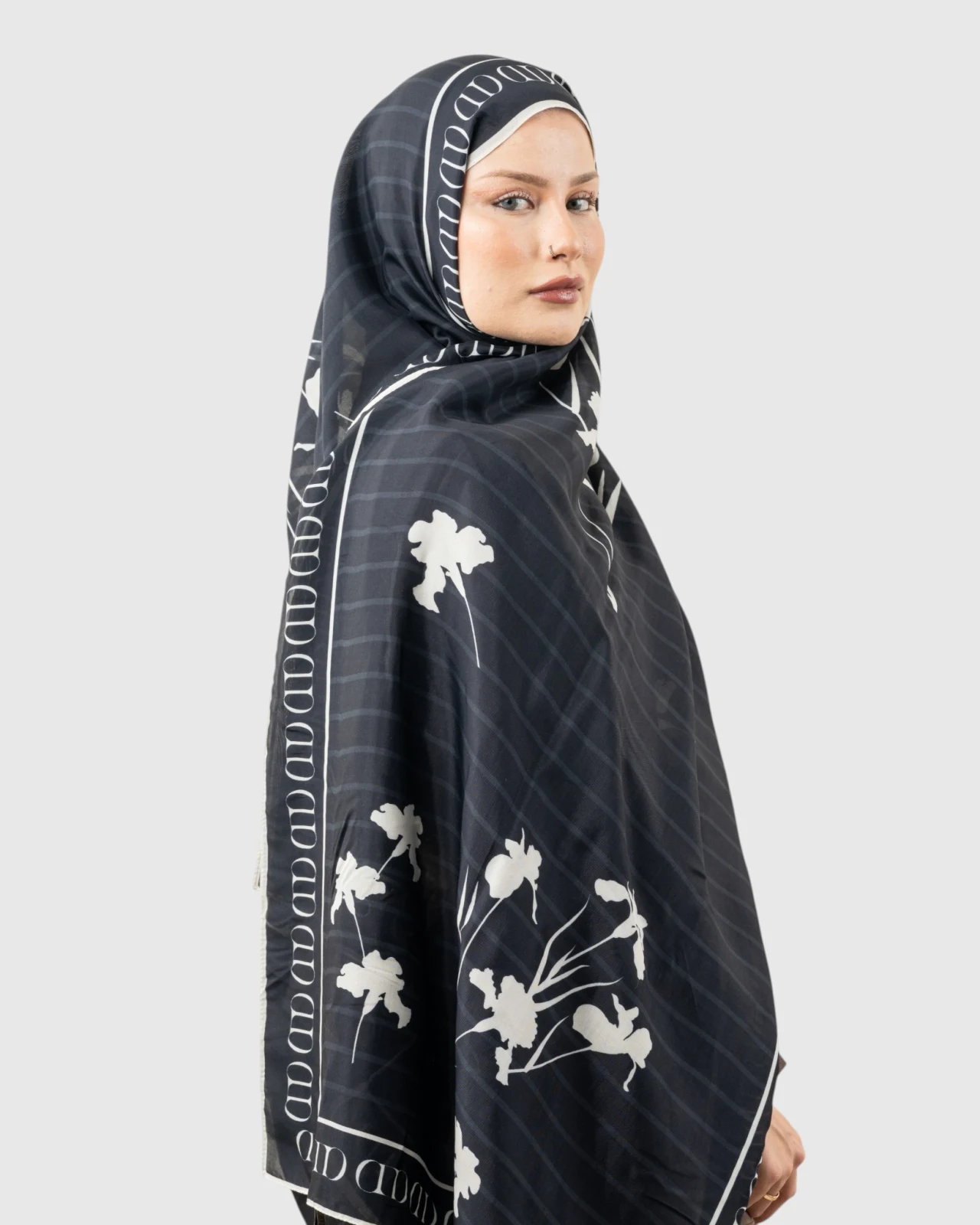 Carell Monogram Lüx Floş Şal Siyah