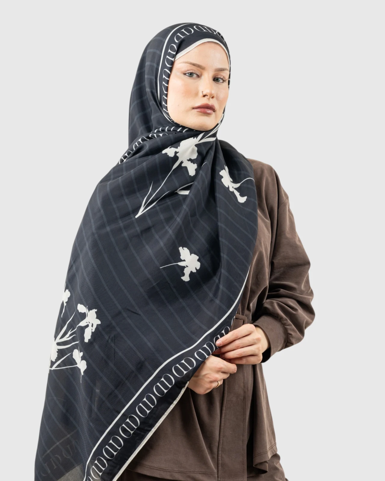Carell Monogram Lüx Floş Şal Siyah