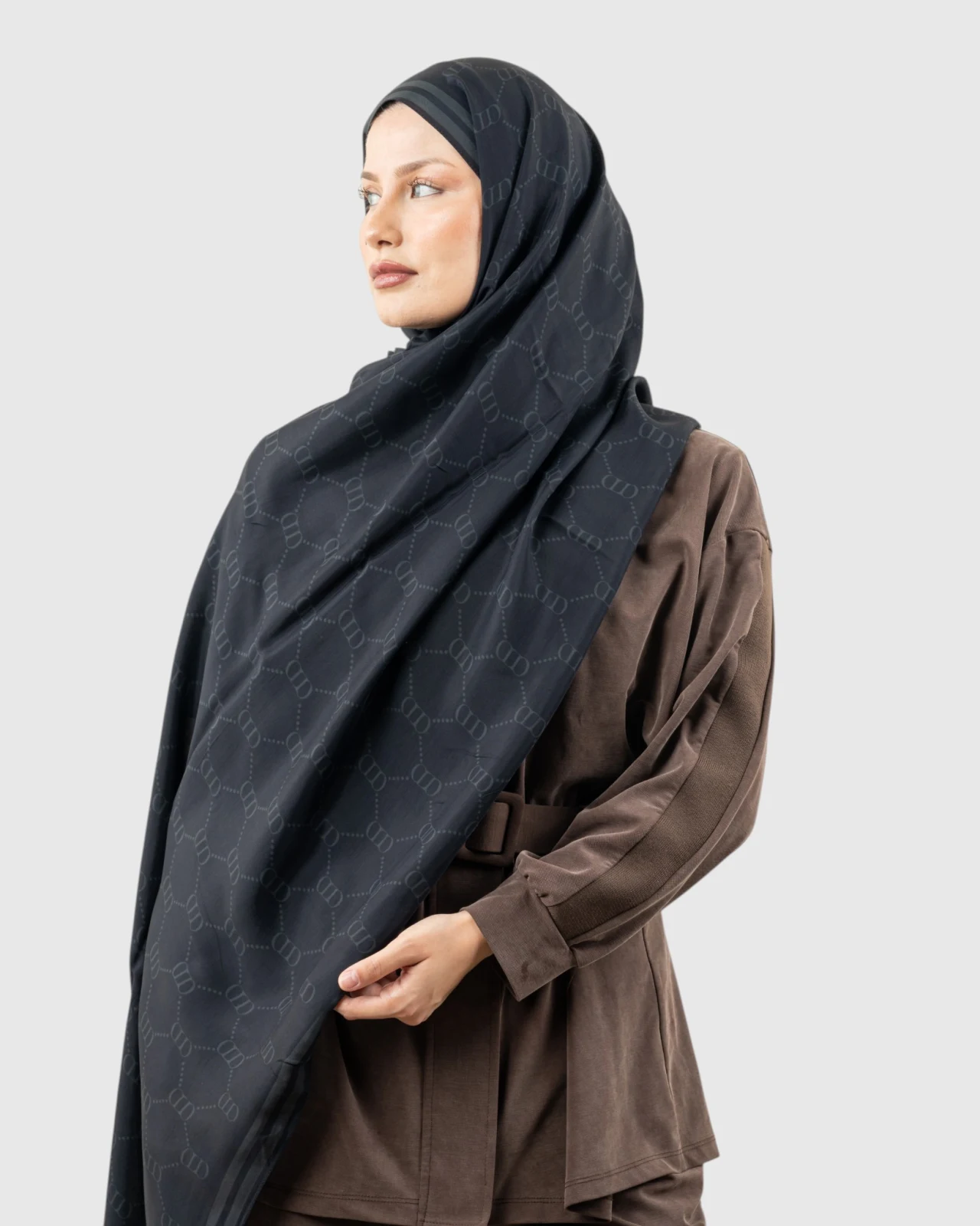 Carell Monogram Floş Şal Grace Siyah