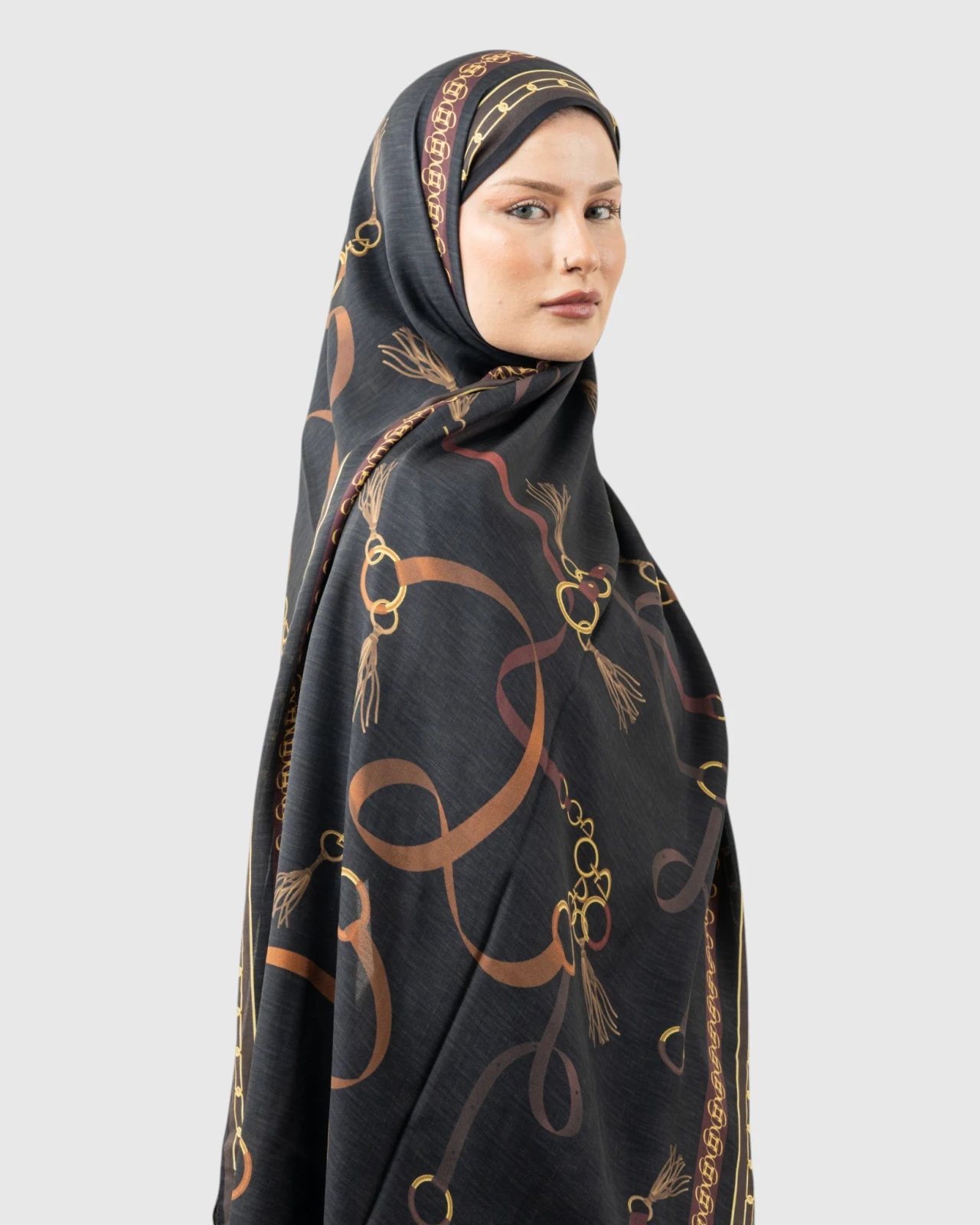 Carell Viskon Şal Hermes Siyah