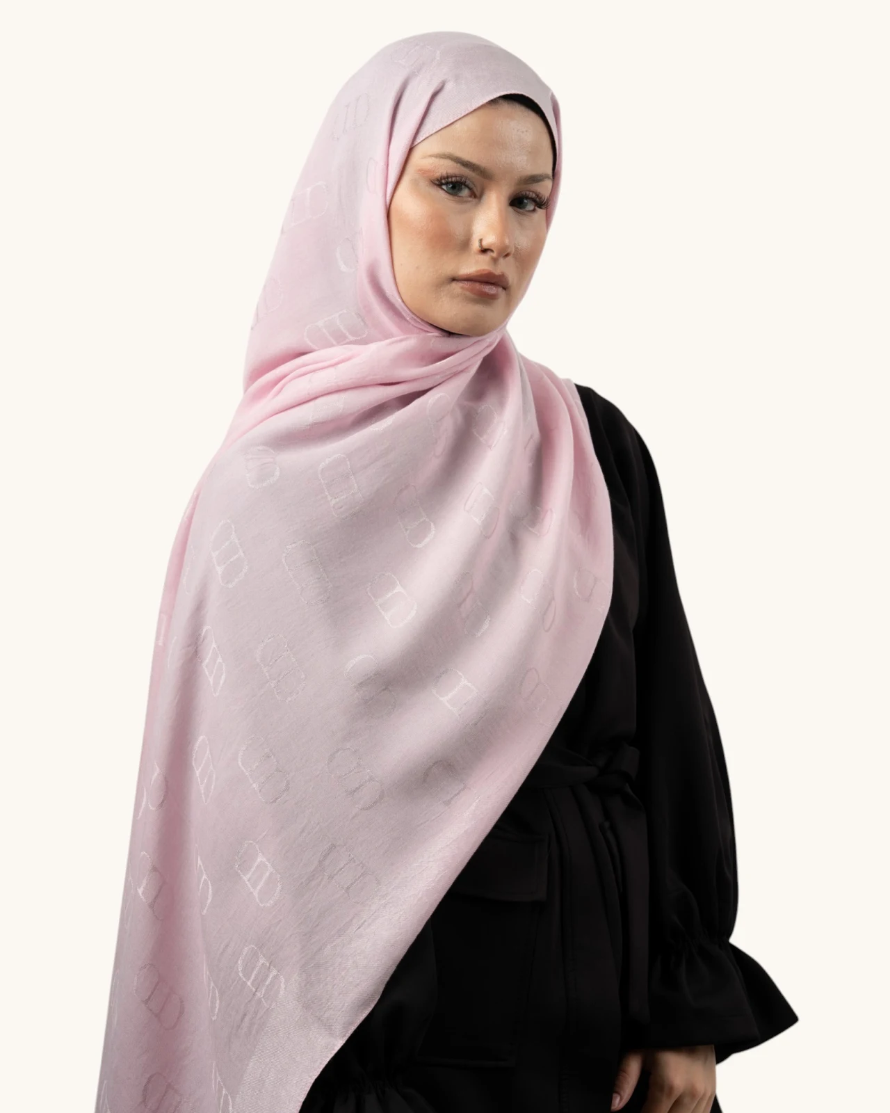 Carell Liora Pamuk Monogram Şal Şeker Pembe