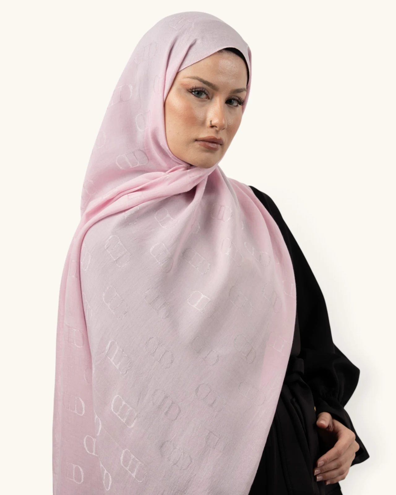 Carell Liora Pamuk Monogram Şal Şeker Pembe