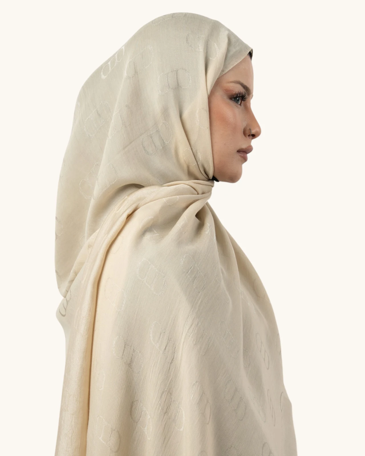Carell Liora Pamuk Monogram Şal Bej