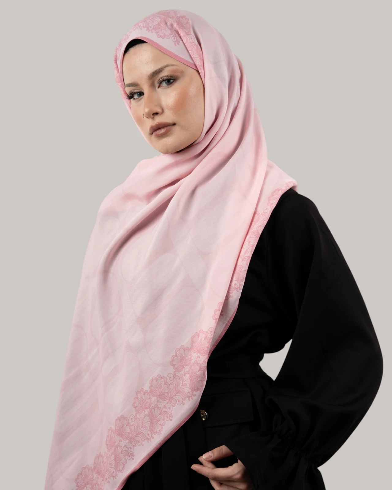 Carell Monogram Floş Şal Pembe