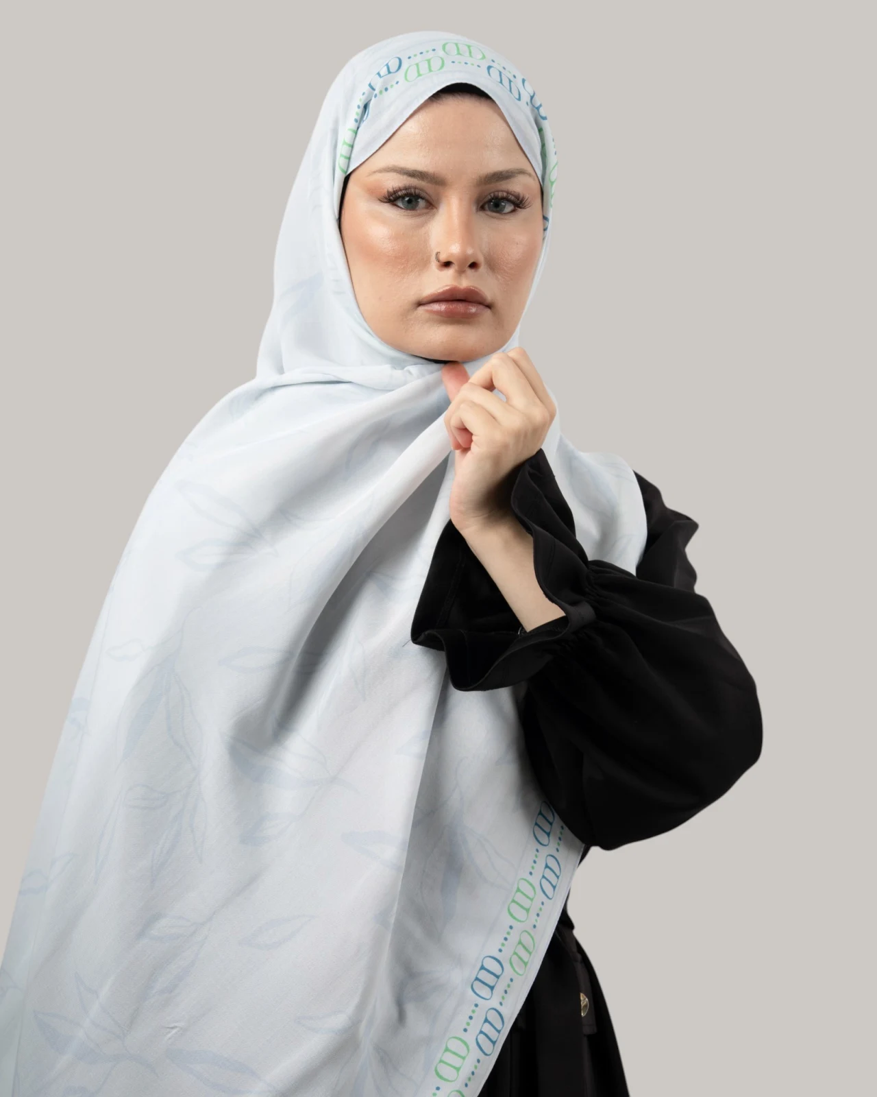 Carell Monogram Floş Şal Buz Mavisi