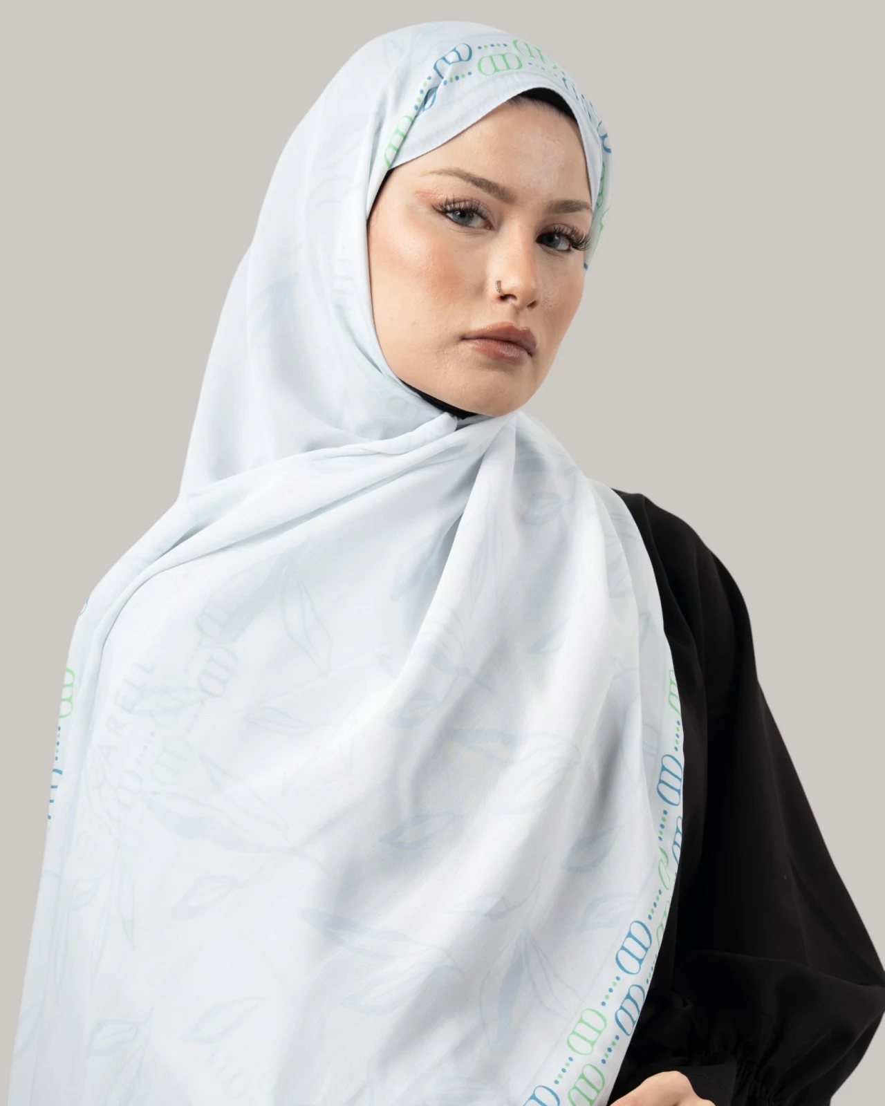 Carell Monogram Floş Şal Buz Mavisi