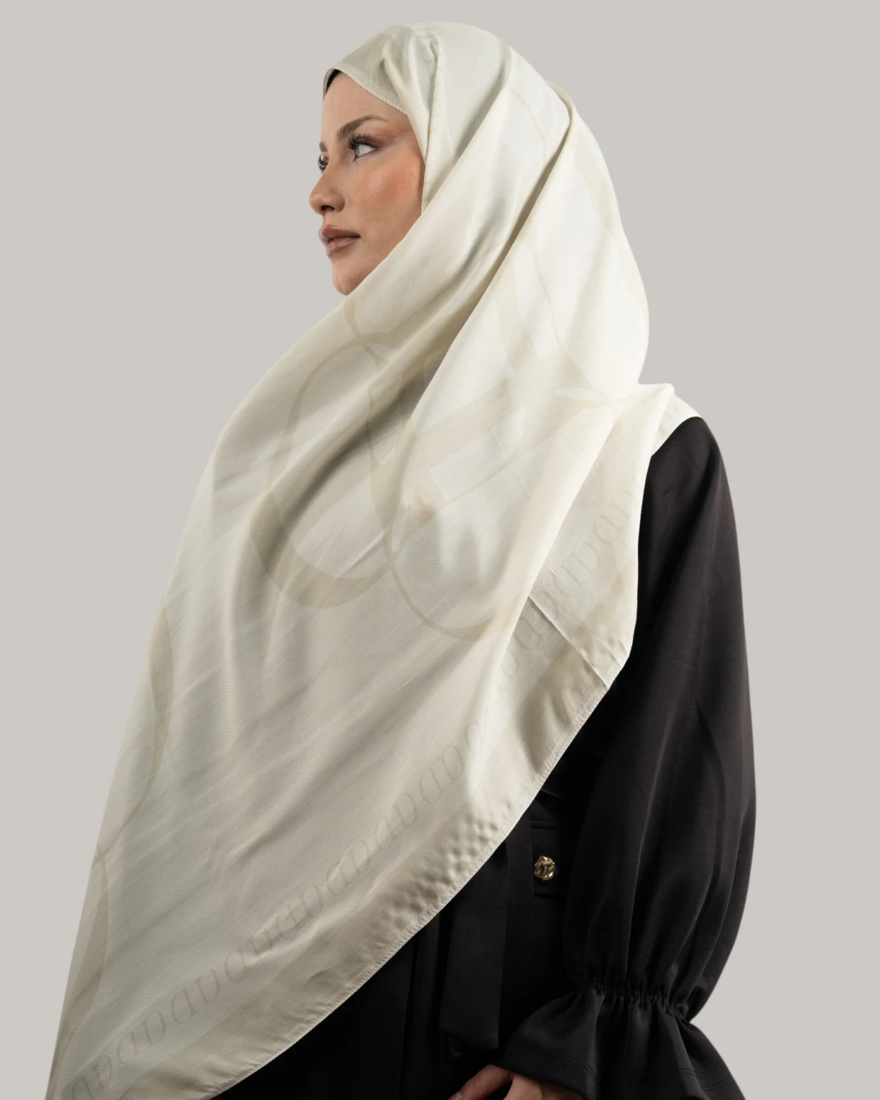 Carell Monogram Floş Şal Ekru