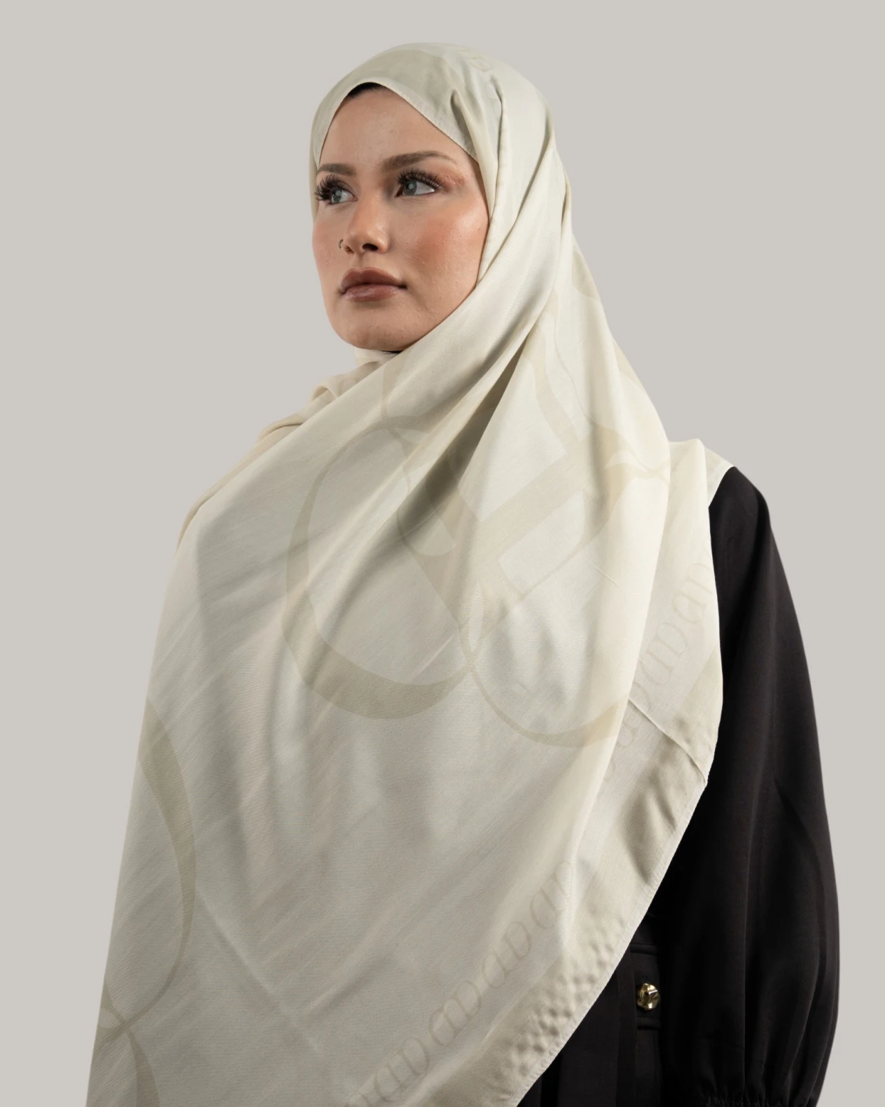 Carell Monogram Floş Şal Ekru