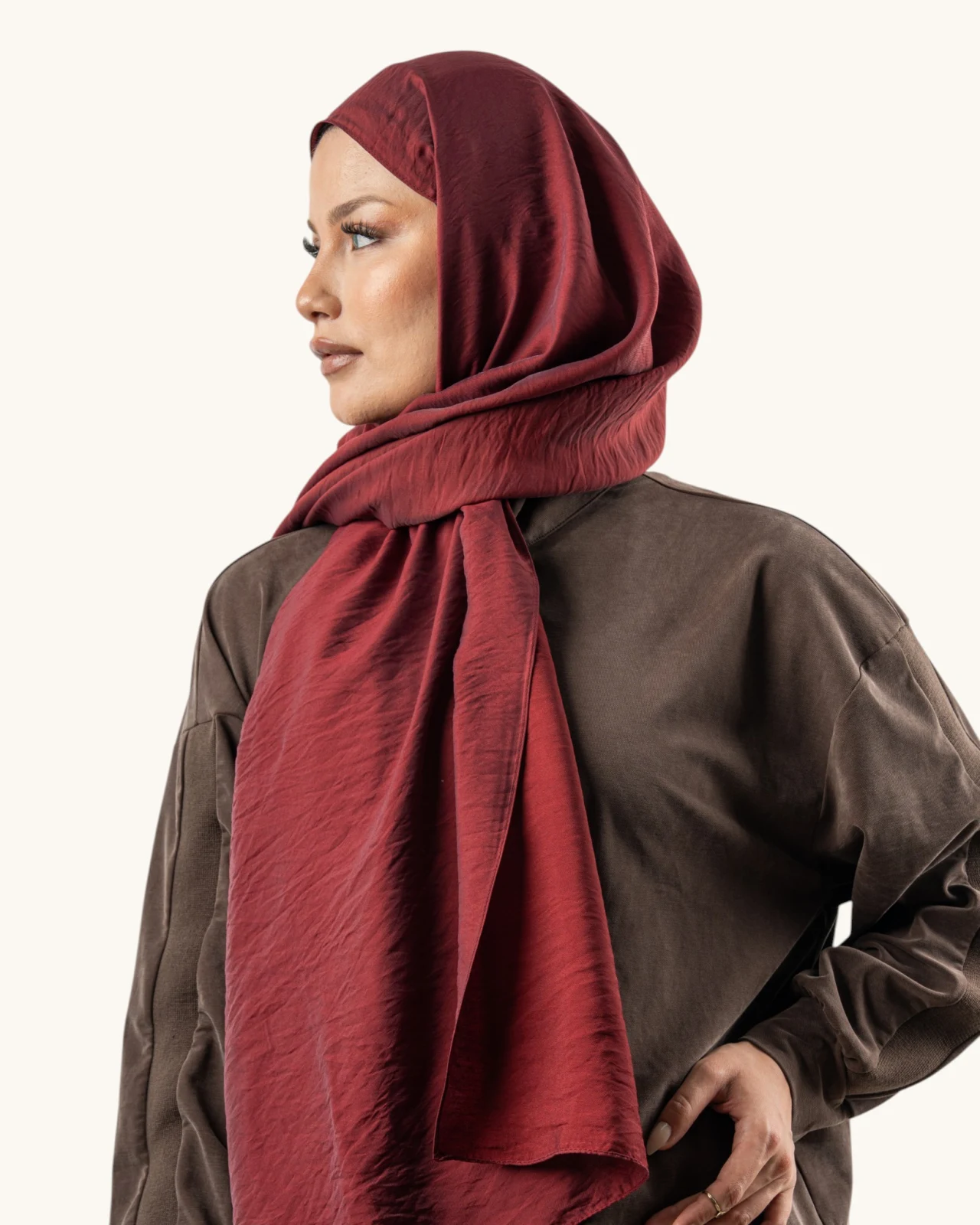 Benetton Siena Lüx Düz Şal Bordo