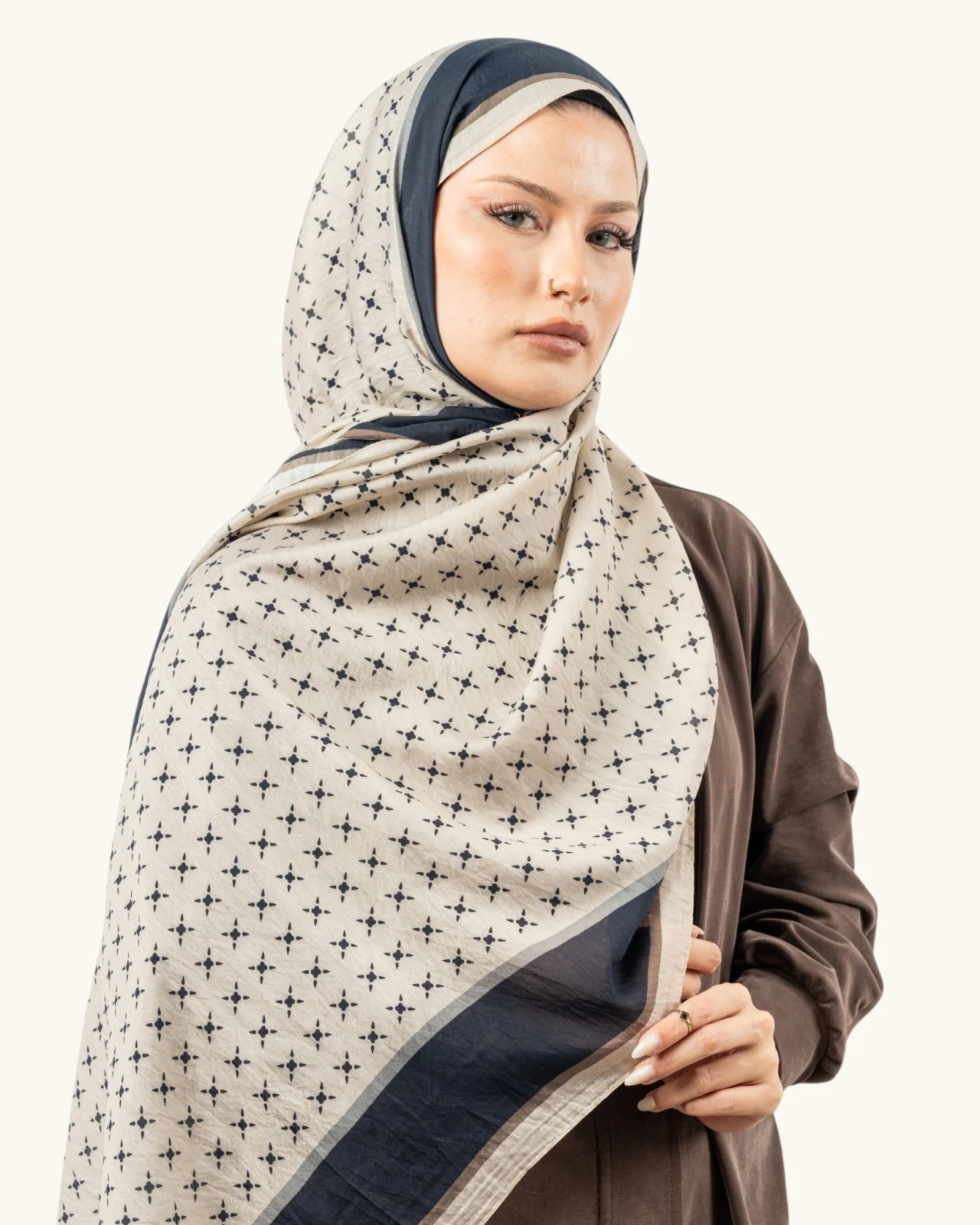 Benetton Fiore Şal Siyah Bej