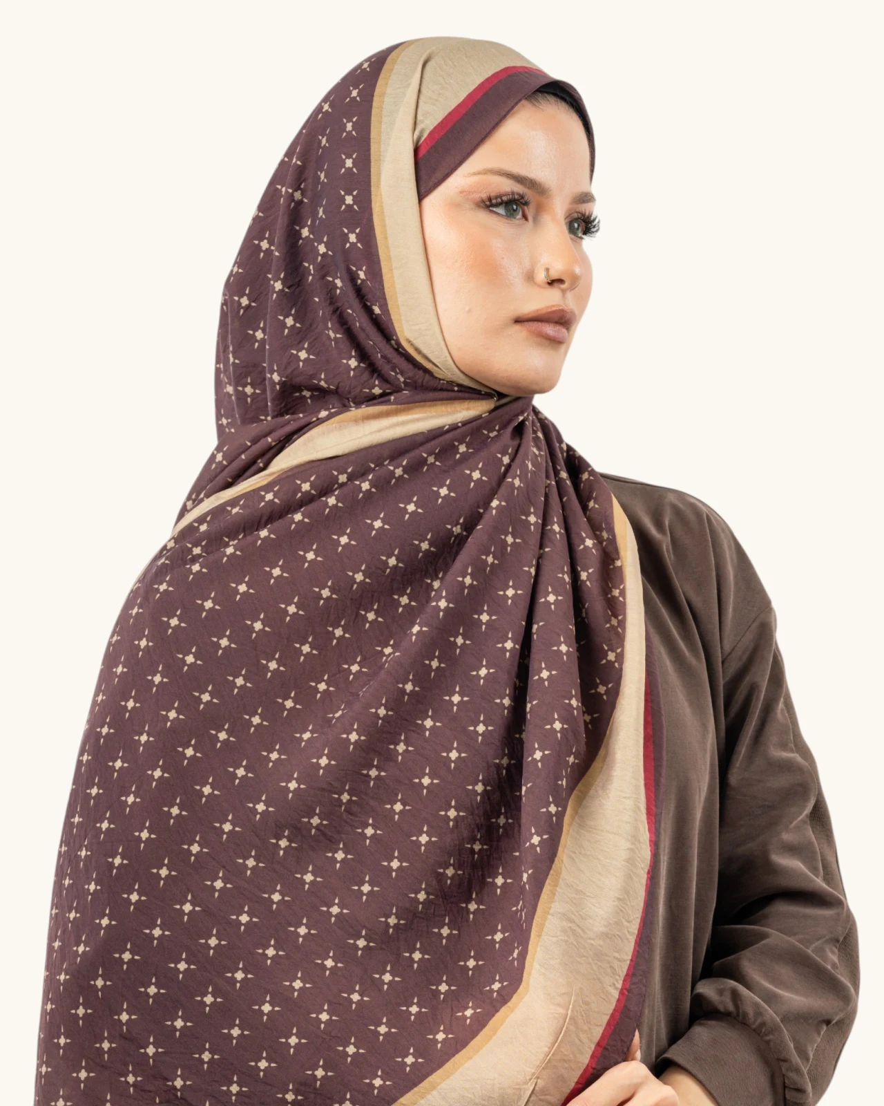 Benetton Fiore Şal Bordo Krem