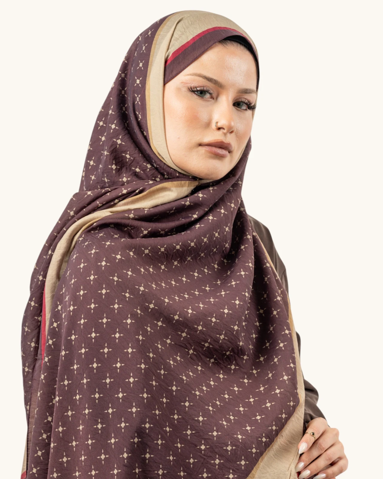 Benetton Fiore Şal Bordo Krem