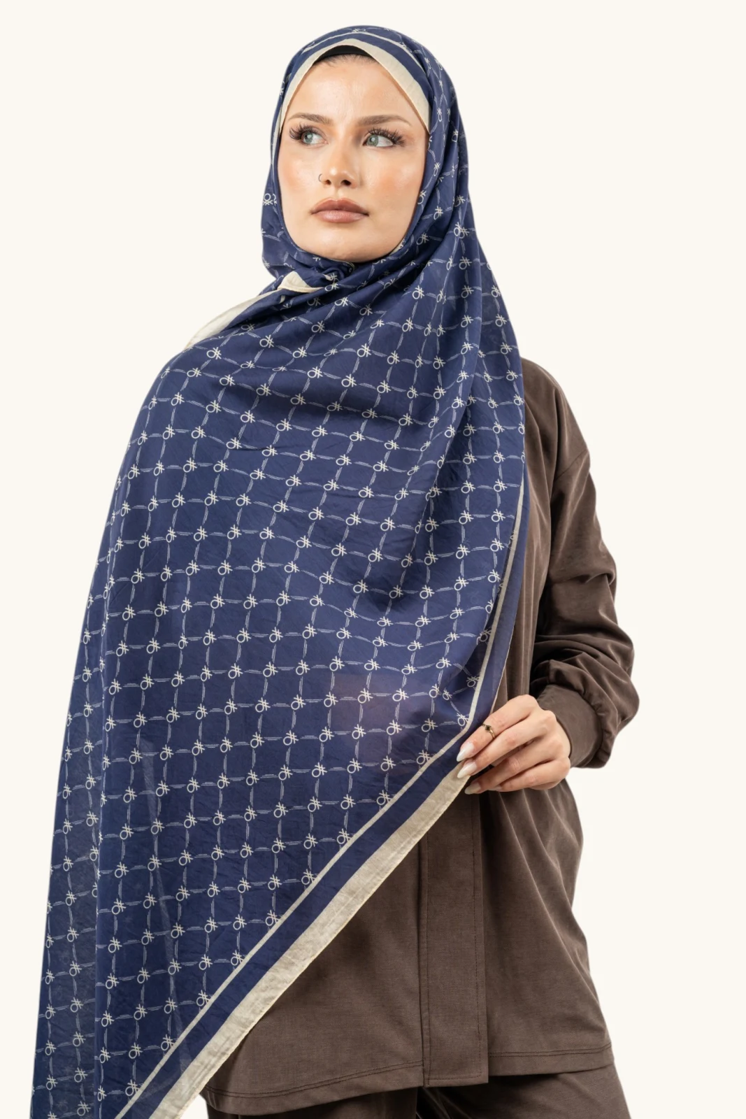 Benetton Fiore Şal Krem Lacivert