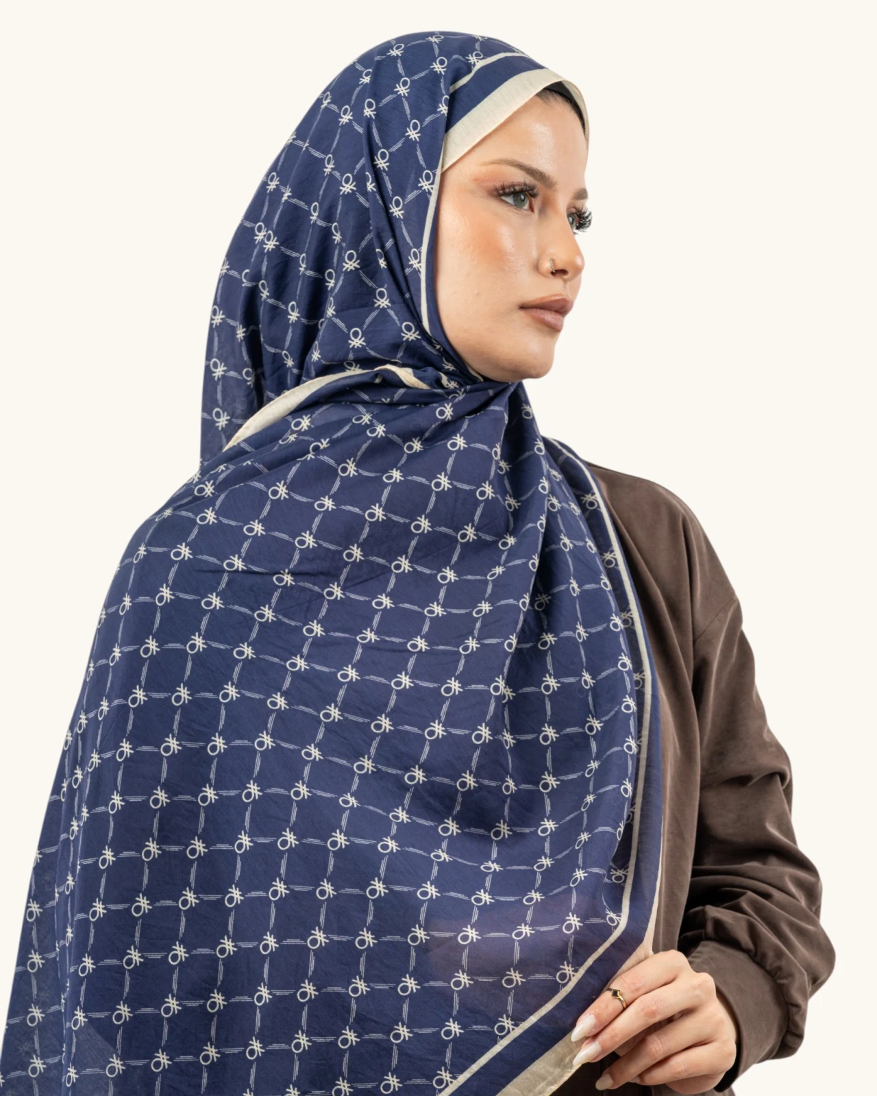 Benetton Fiore Şal Krem Lacivert