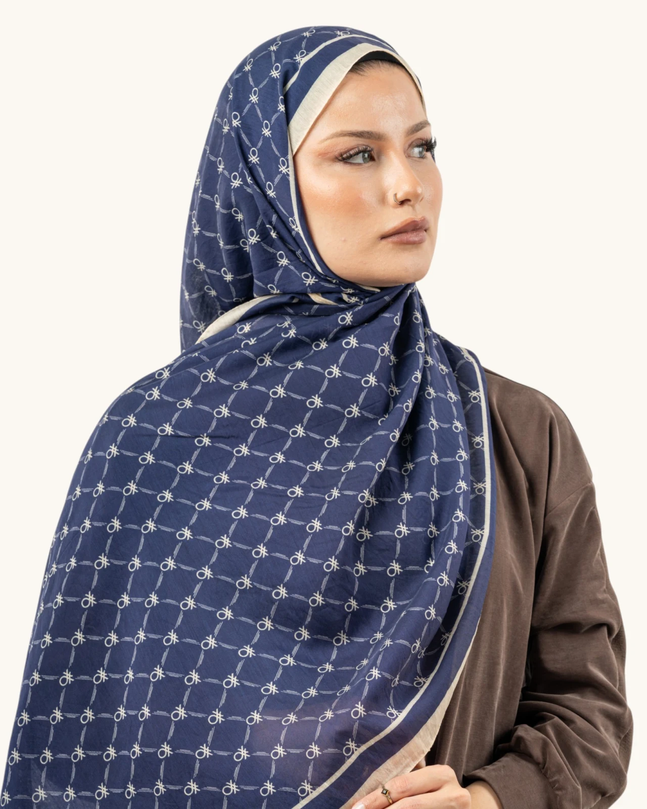 Benetton Fiore Şal Krem Lacivert