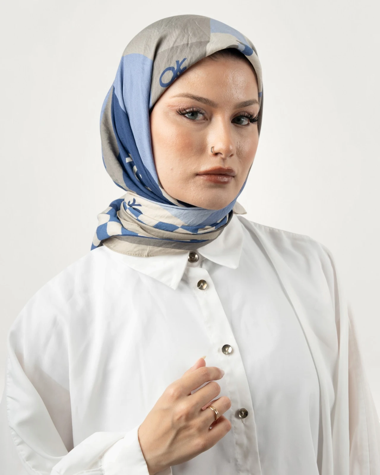 Benetton Siena Eşarp Mavi Krem