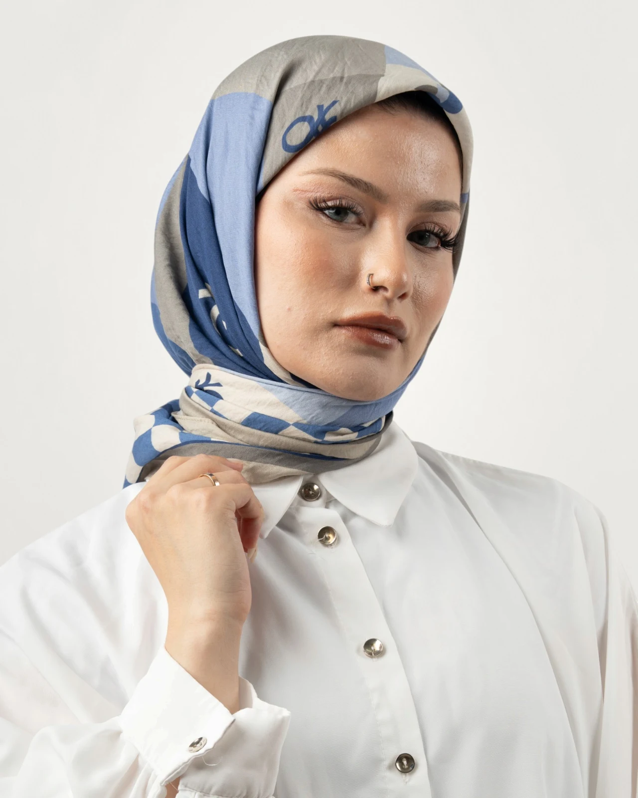Benetton Siena Eşarp Mavi Krem