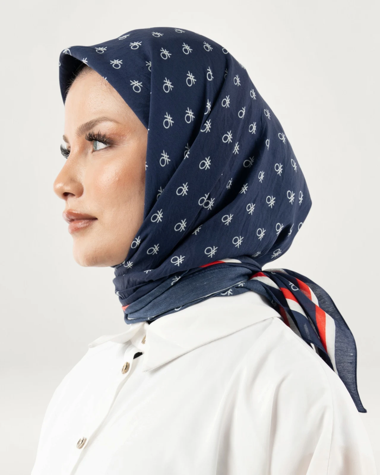 Benetton Siena Eşarp Lacivert-Kırmızı