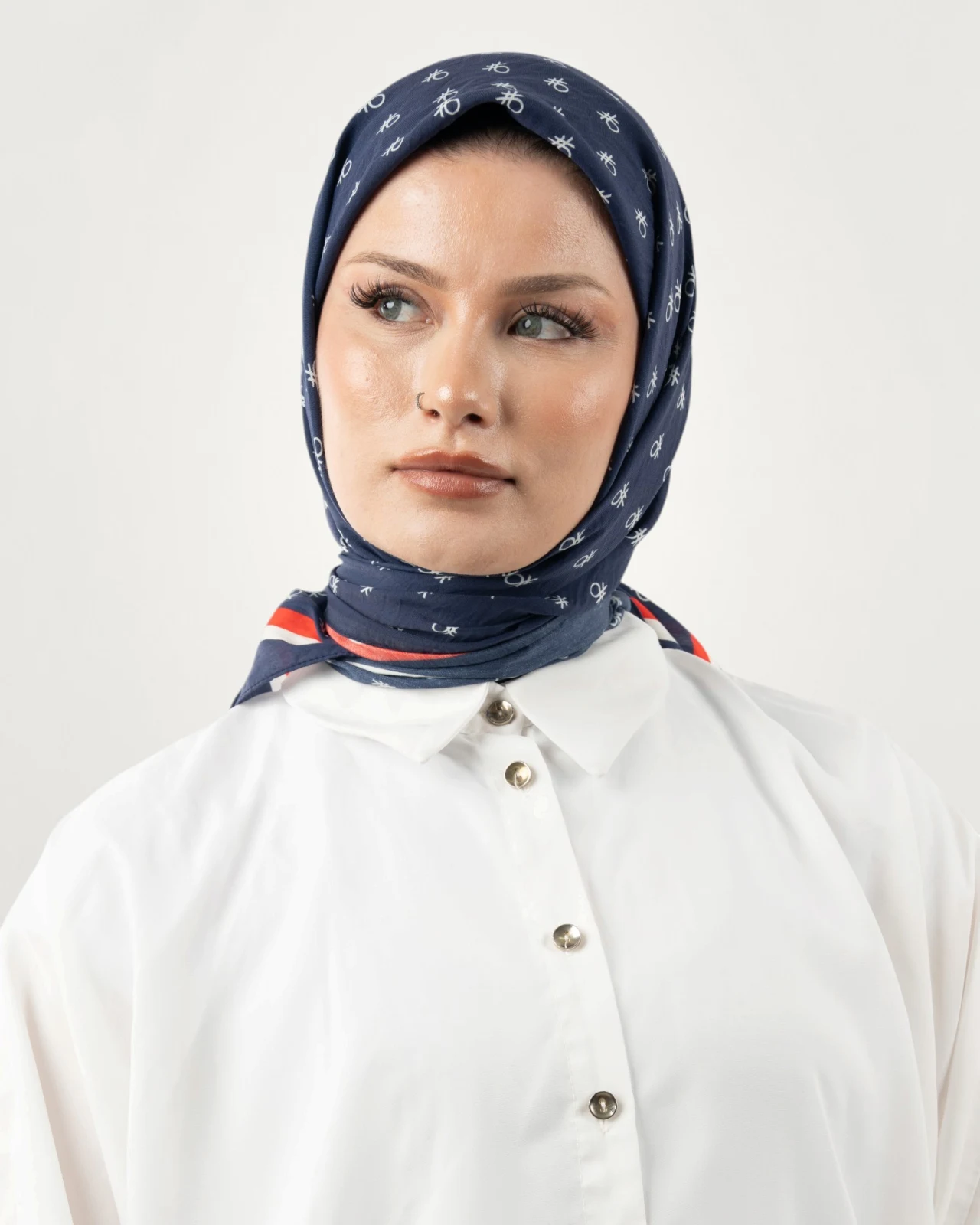 Benetton Siena Eşarp Lacivert-Kırmızı