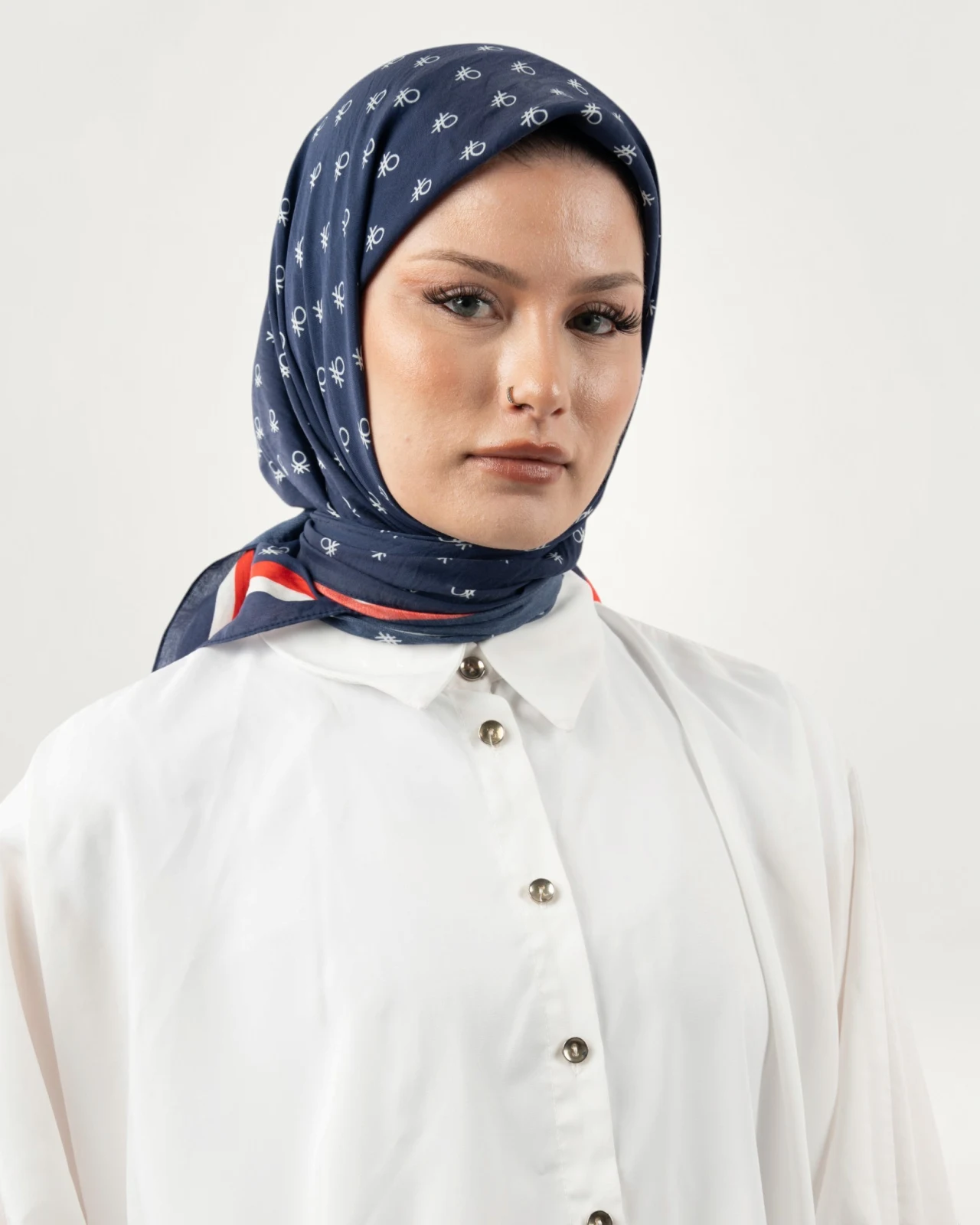 Benetton Siena Eşarp Lacivert-Kırmızı