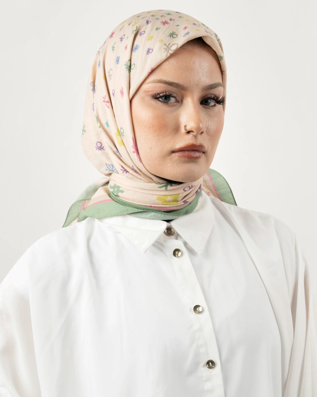 Benetton Siena Eşarp Zeytin-Pudra