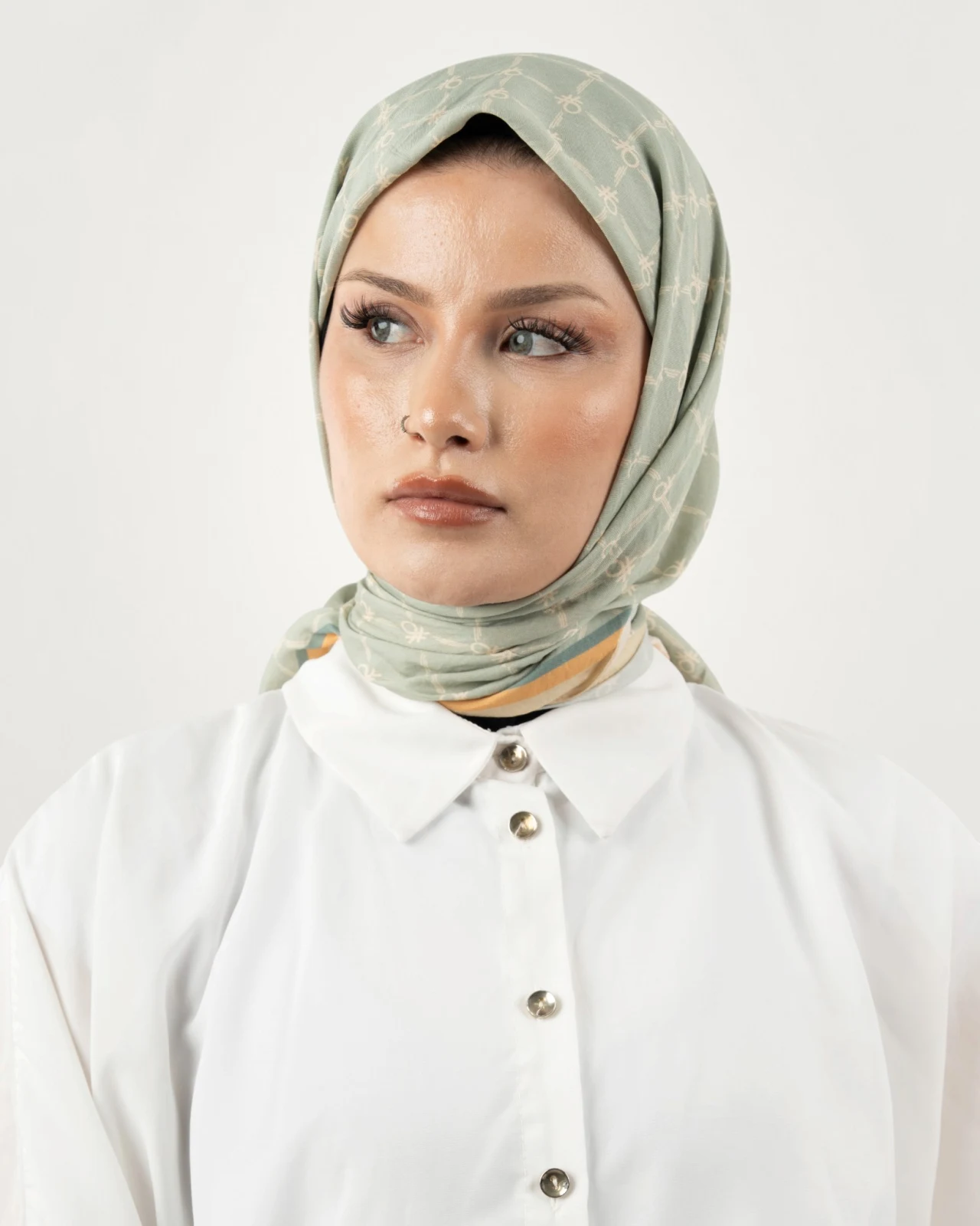 Benetton Siena Eşarp Pudra-Yeşil
