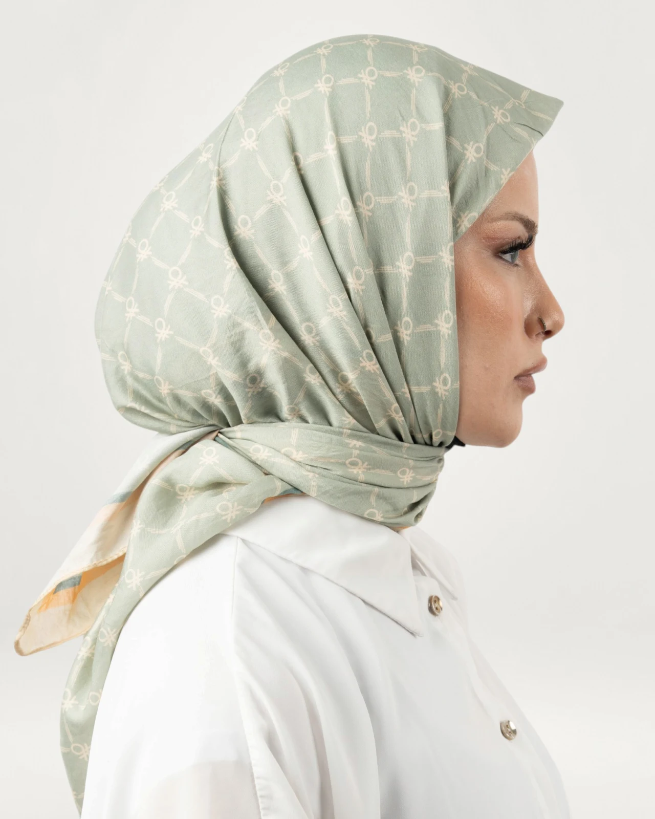 Benetton Siena Eşarp Pudra-Yeşil