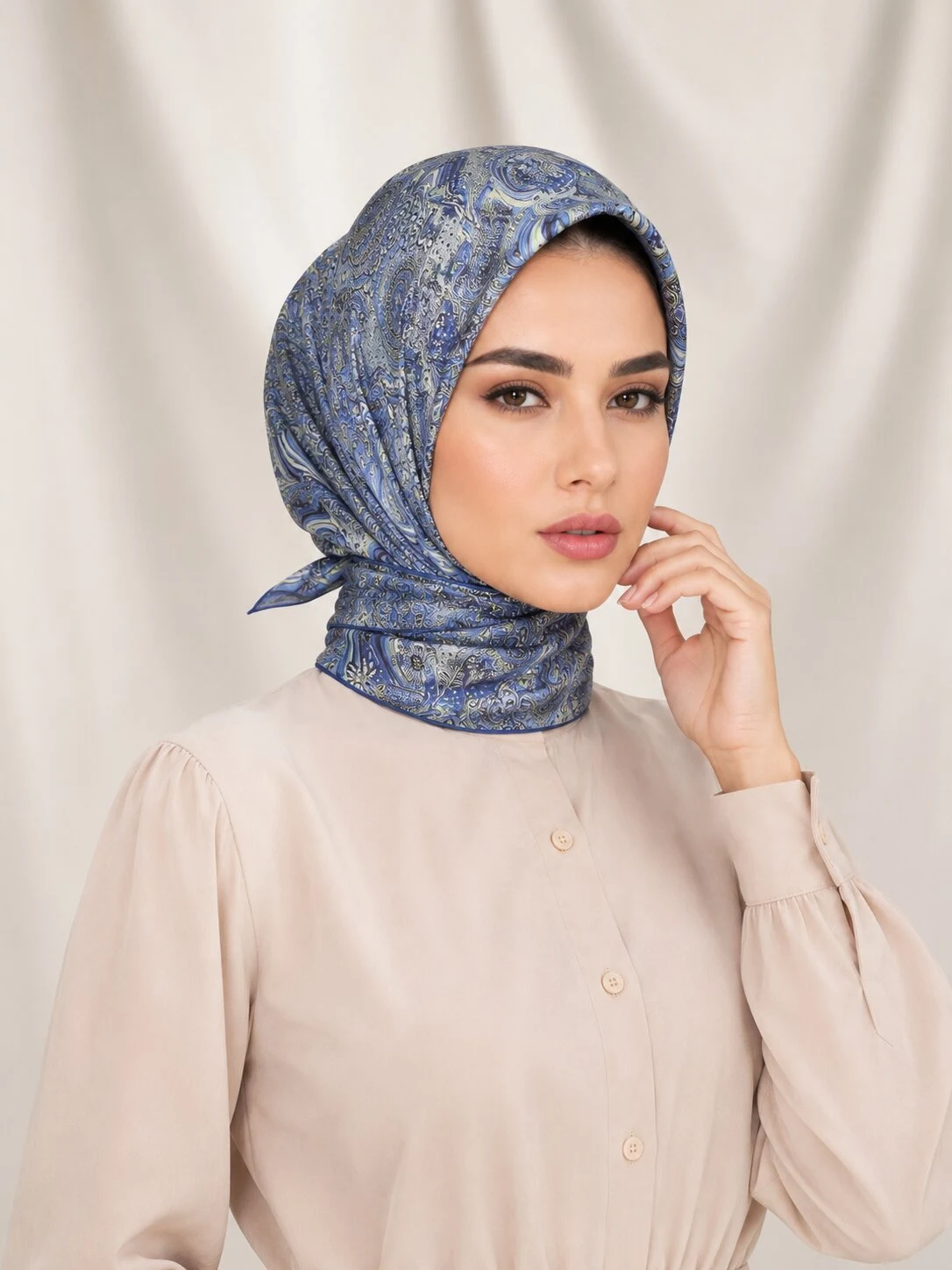 Carell MaviEtnik Soft Eşarp